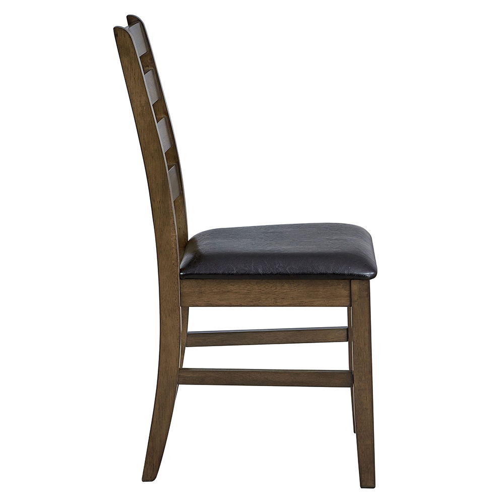Damica - Side Chair (Set of 2) - Brown Synthetic Leather & Walnut, dark brown, view 3
