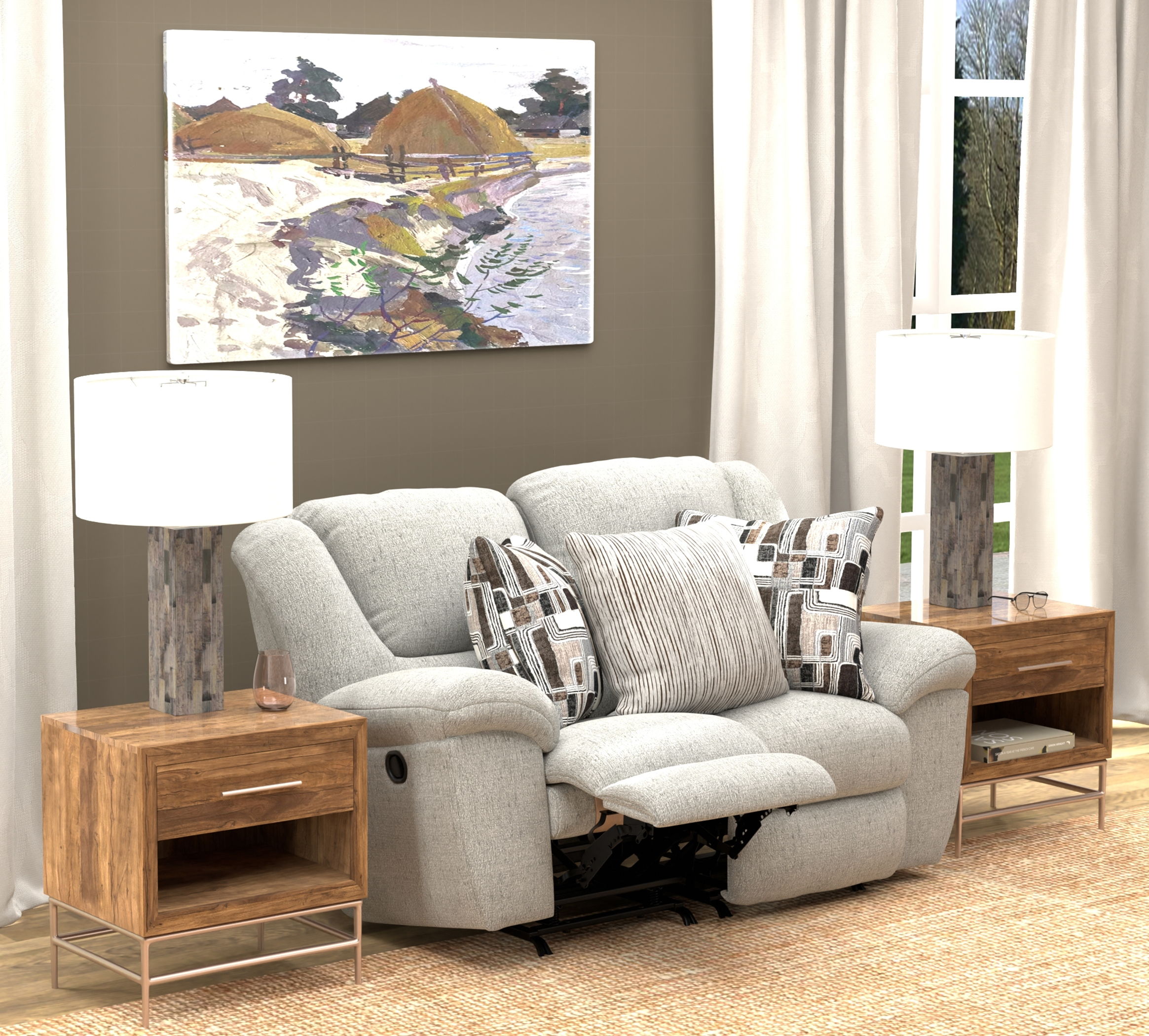 Trifecta - Dual Rocking Reclining Loveseat - Nature
