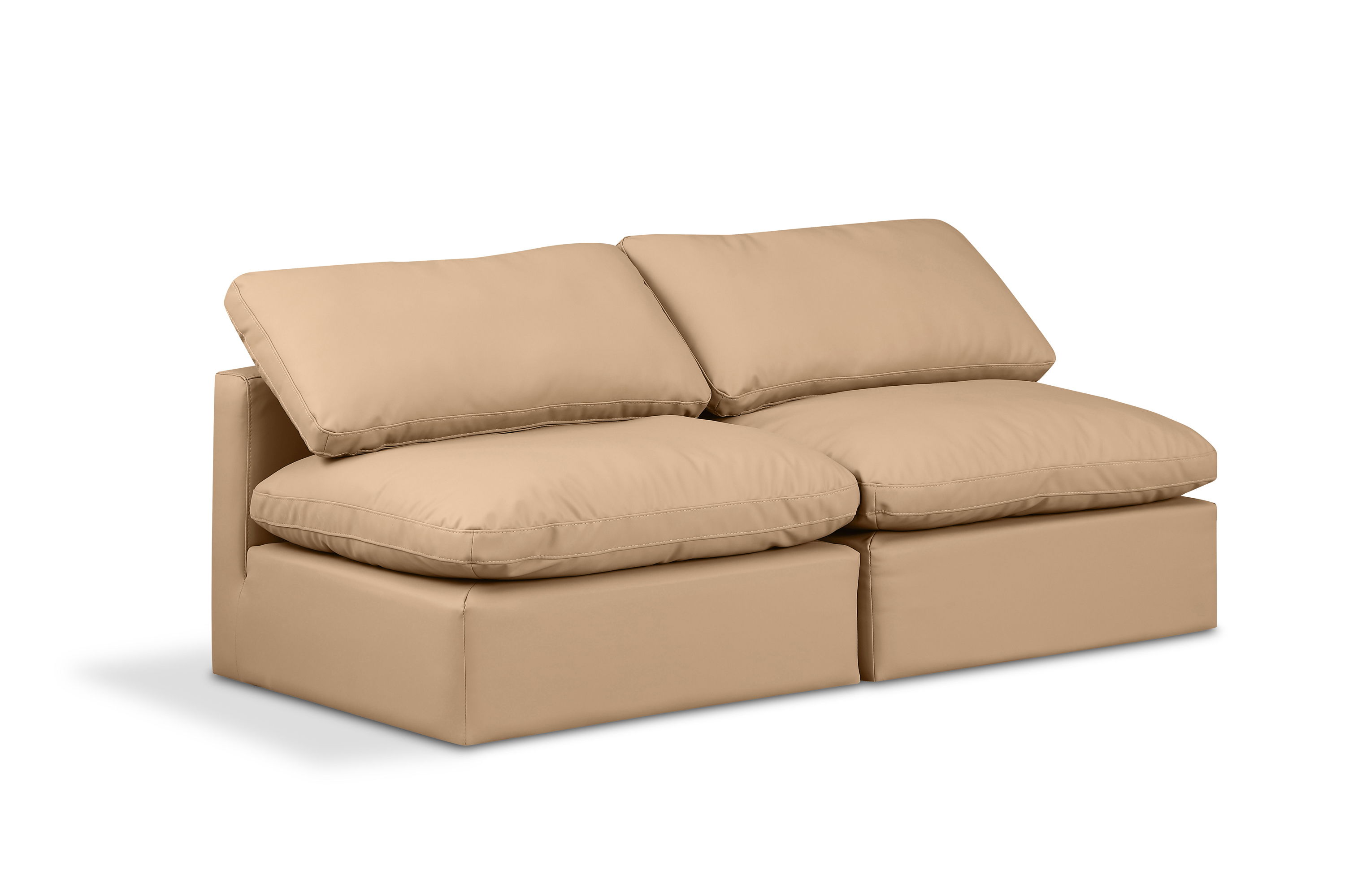 Indulge - Faux Leather 2 Seat Modular Armless Sofa - Tan