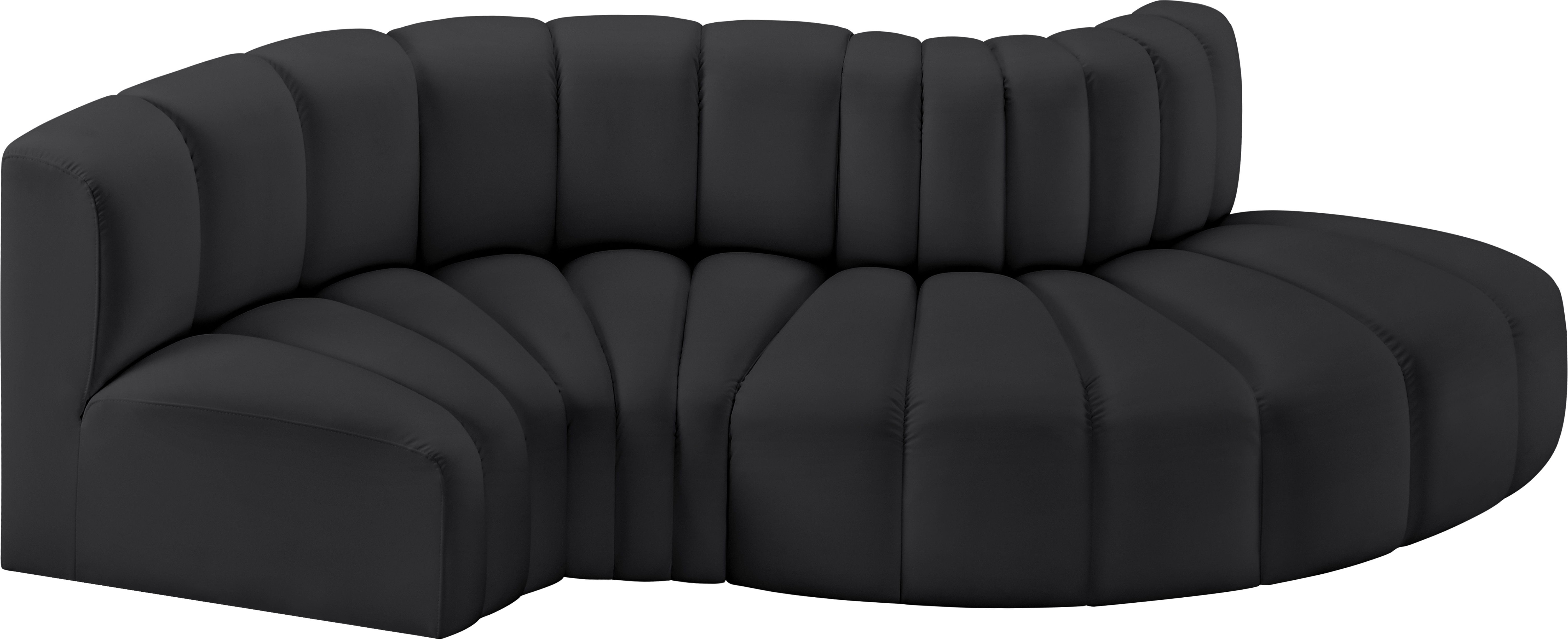 Arc - Faux Leather 4 Piece L-Shaped Modular Sofa - Black