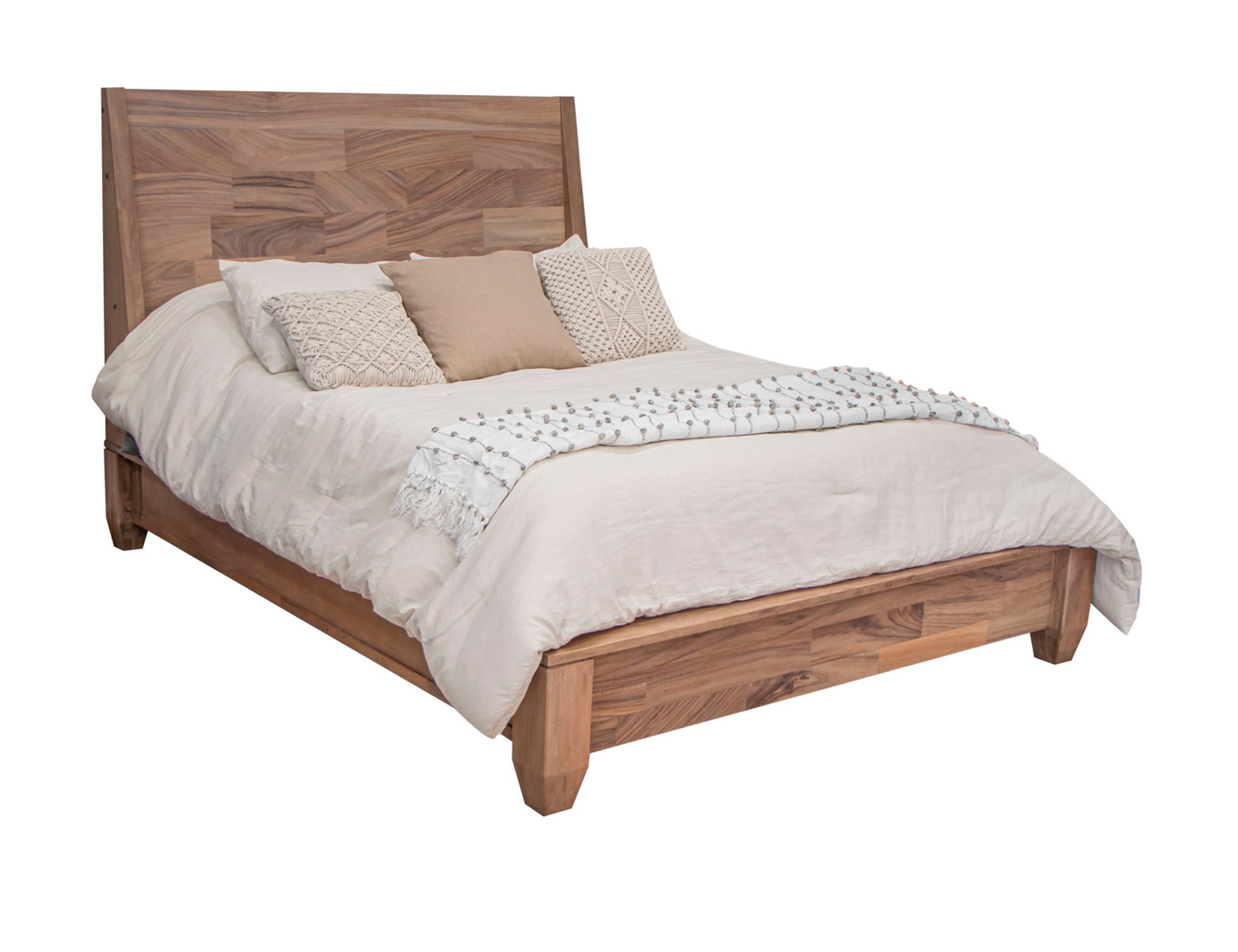 International Furniture Direct Parota Nova - King Platform Bed - Brown Cappuccino/Natural Parota