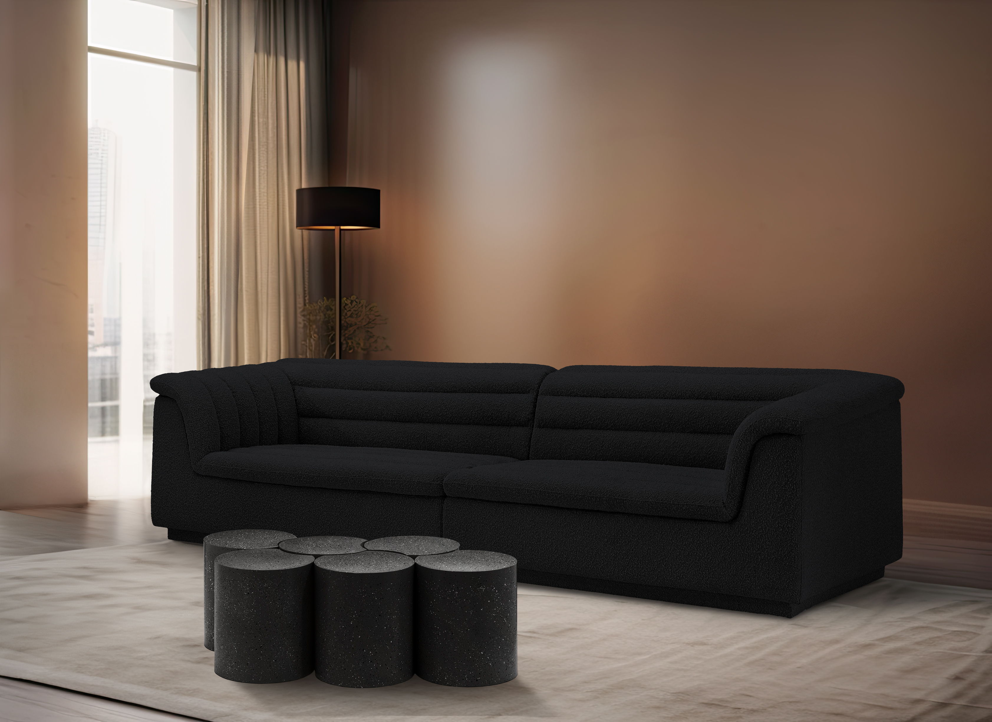 Dimple - 16" 6 Piece Modular Coffee Table - Black Terazzo