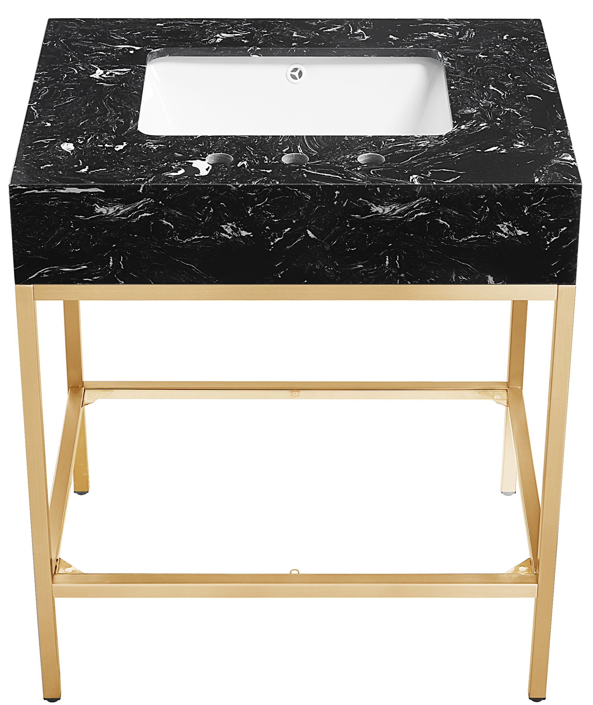 Marmo - 30" Engineered Marble Bathroom Vanity With Gold Base - Black
