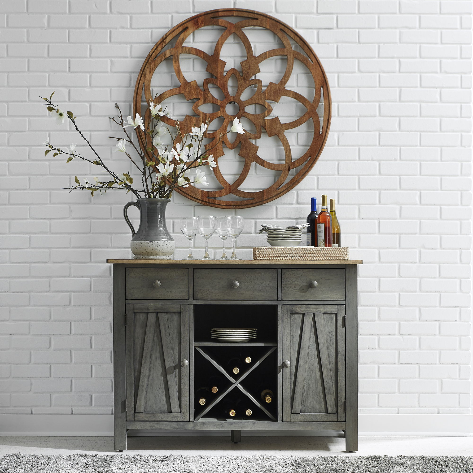 Liberty Furniture Lindsey Farm - Server - Dark Gray