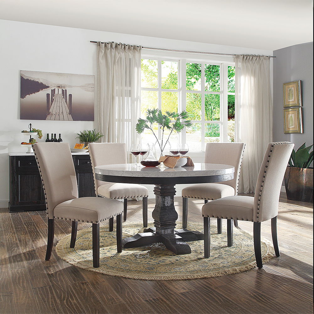 Nolan - Side Chair (Set of 2) - Linen & Salvage Dark Oak, beige, view 5