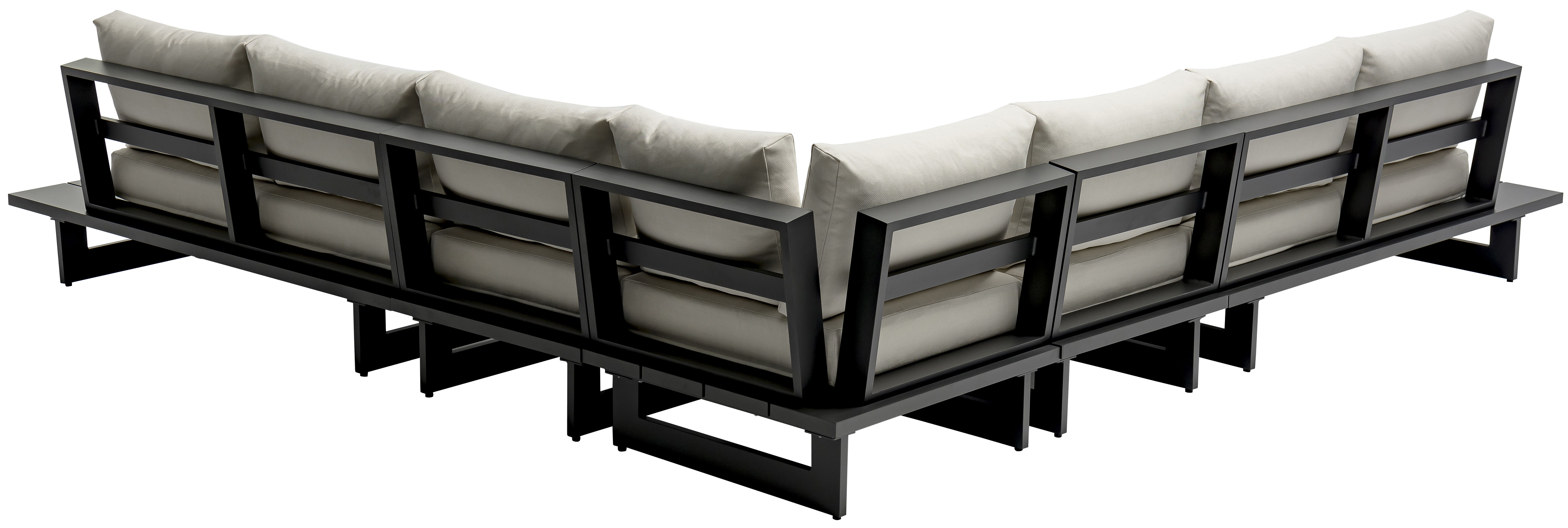 Maldives - 5 Piece Water Resistant Outdoor Patio Modular Corner Sectional With Gray Base - Cream
