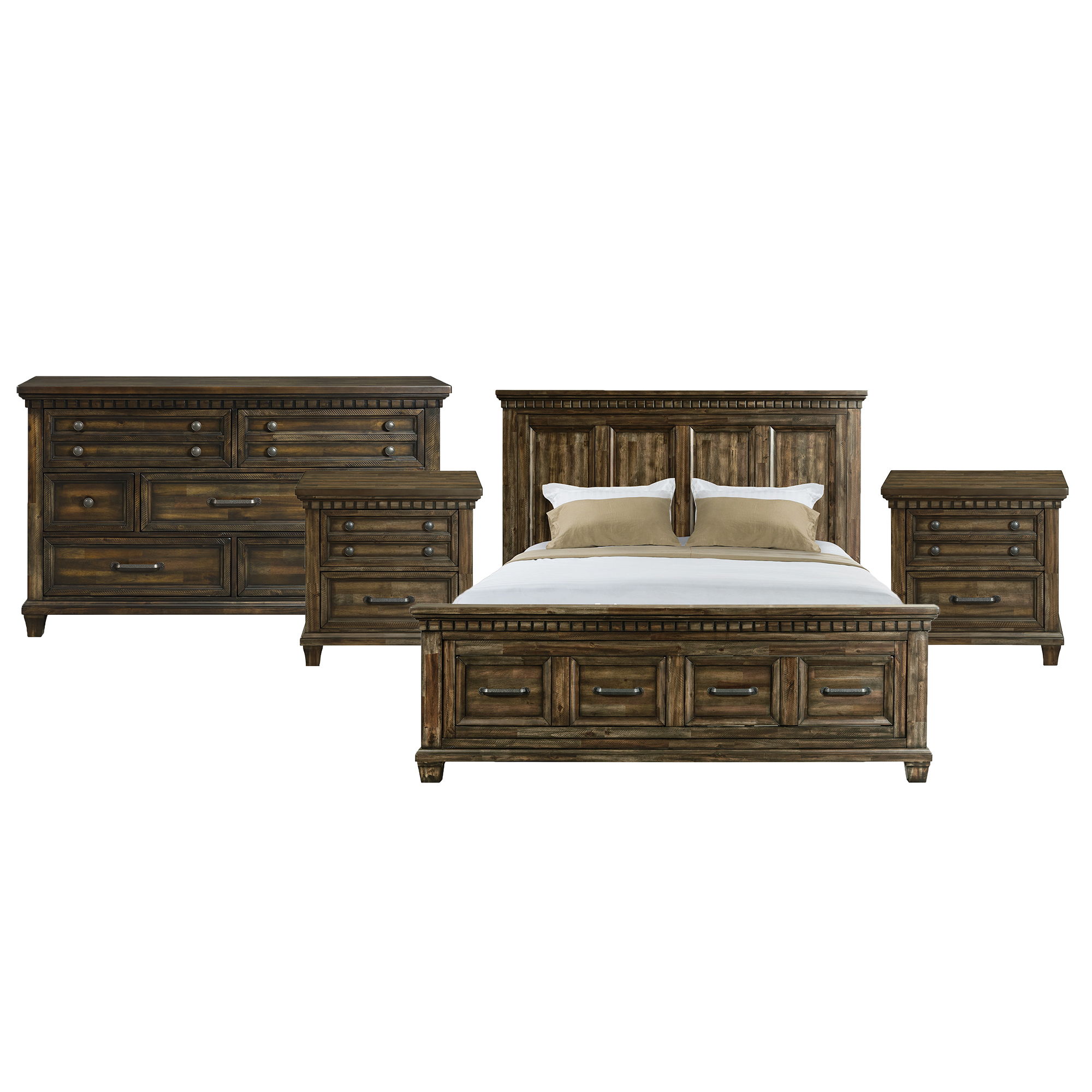 King · 4 Pc · Bedroom Set With 2 Nightstands & Dresser