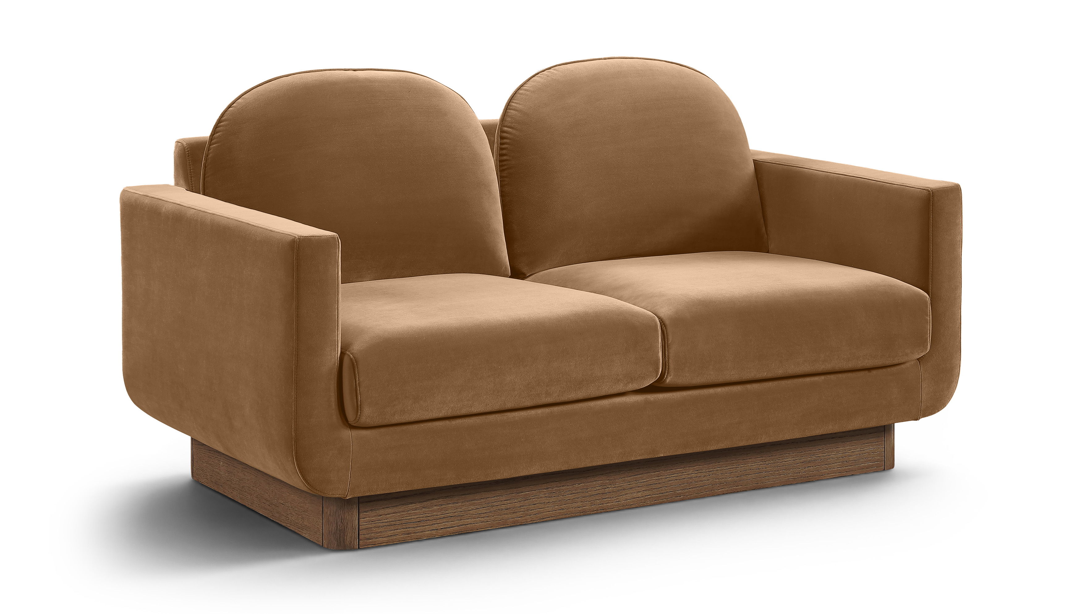 Diviento - Velvet Performance Fabric Upholstered Loveseat - Saddle