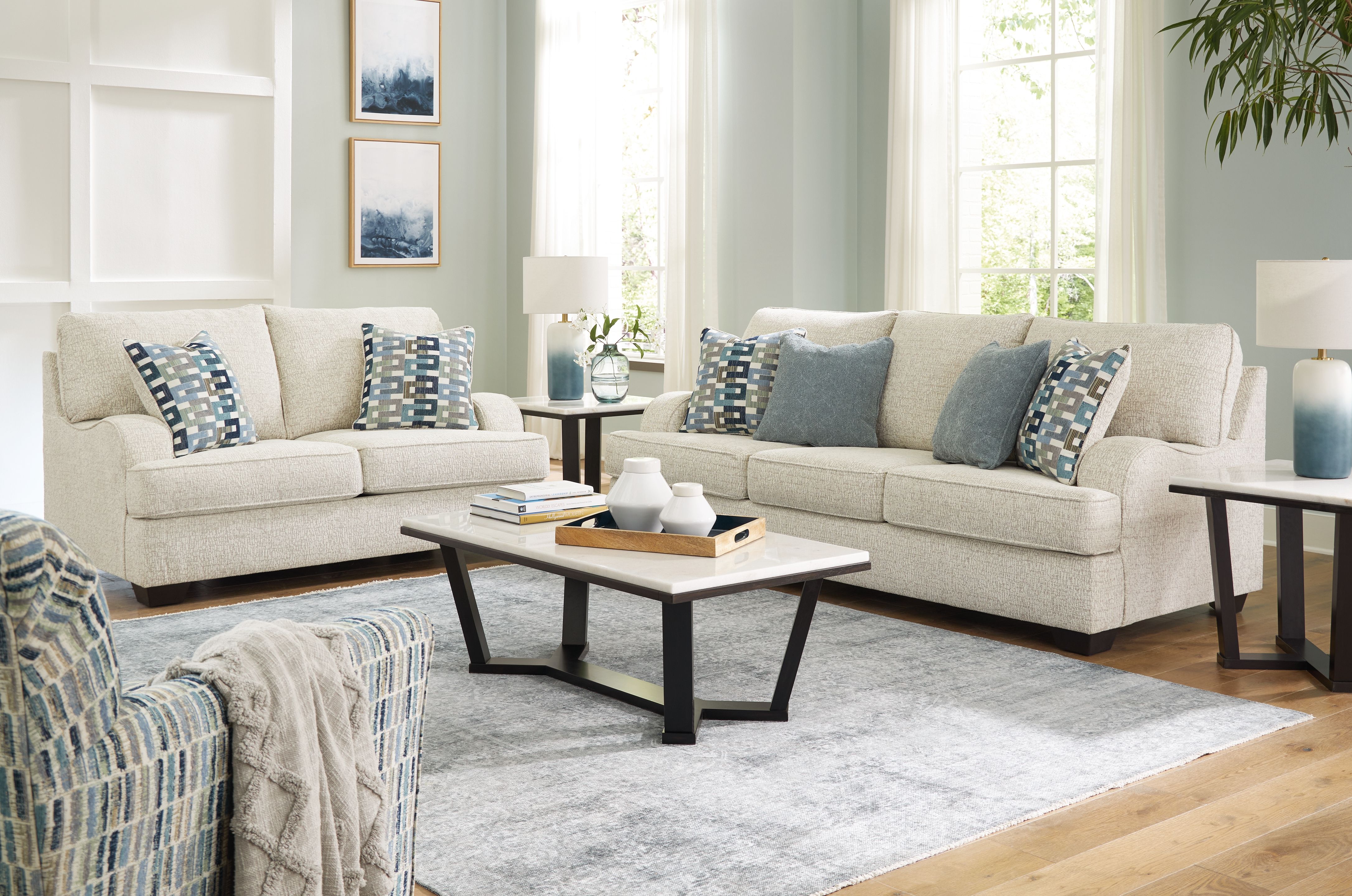 Ashley Valerano - Parchment - 3 Pc. - Sofa, Loveseat, Accent Chair