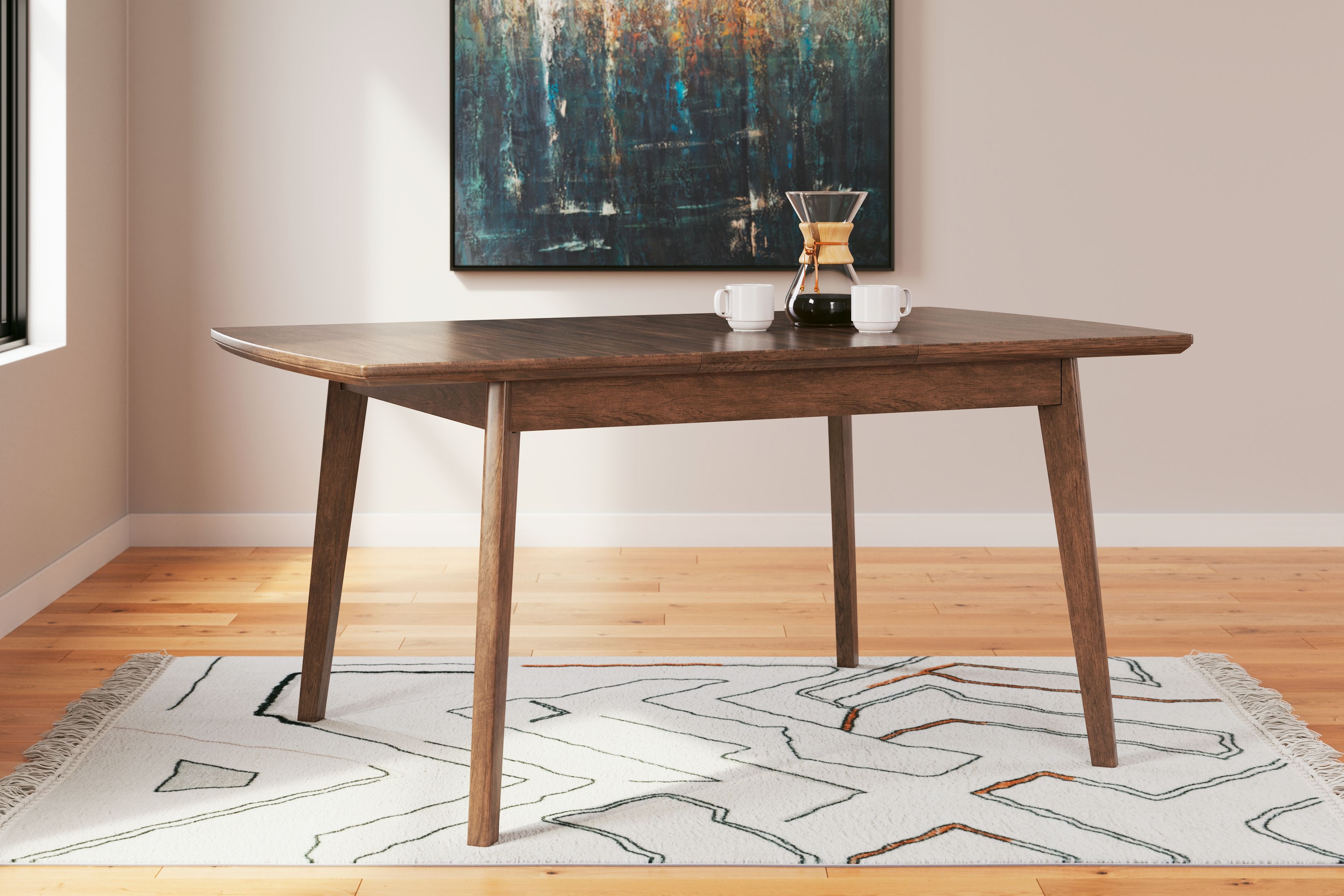 Lyncott - 5 Pc. - Butterfly Extension Table, 4 Side Chairs - Blue / Brown
