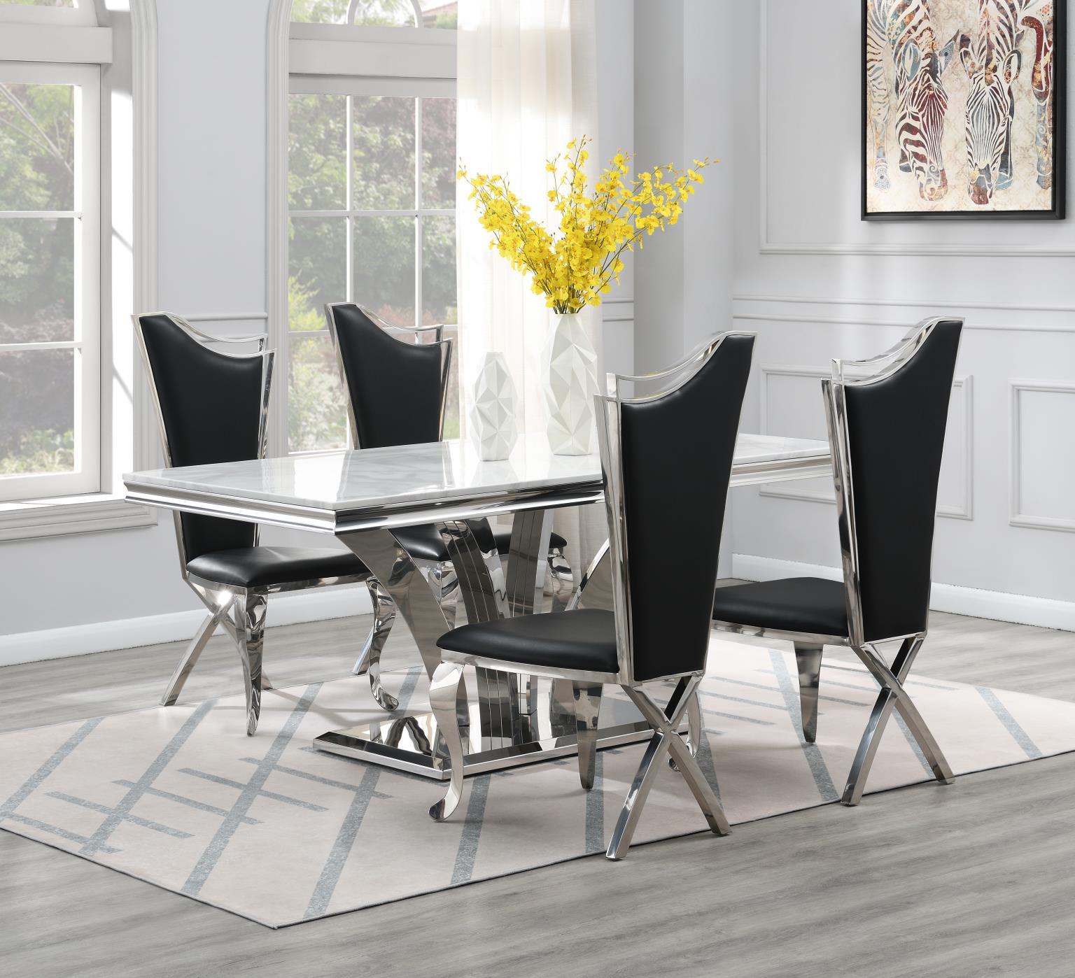5 Pc · Table, 4 Leather Chairs