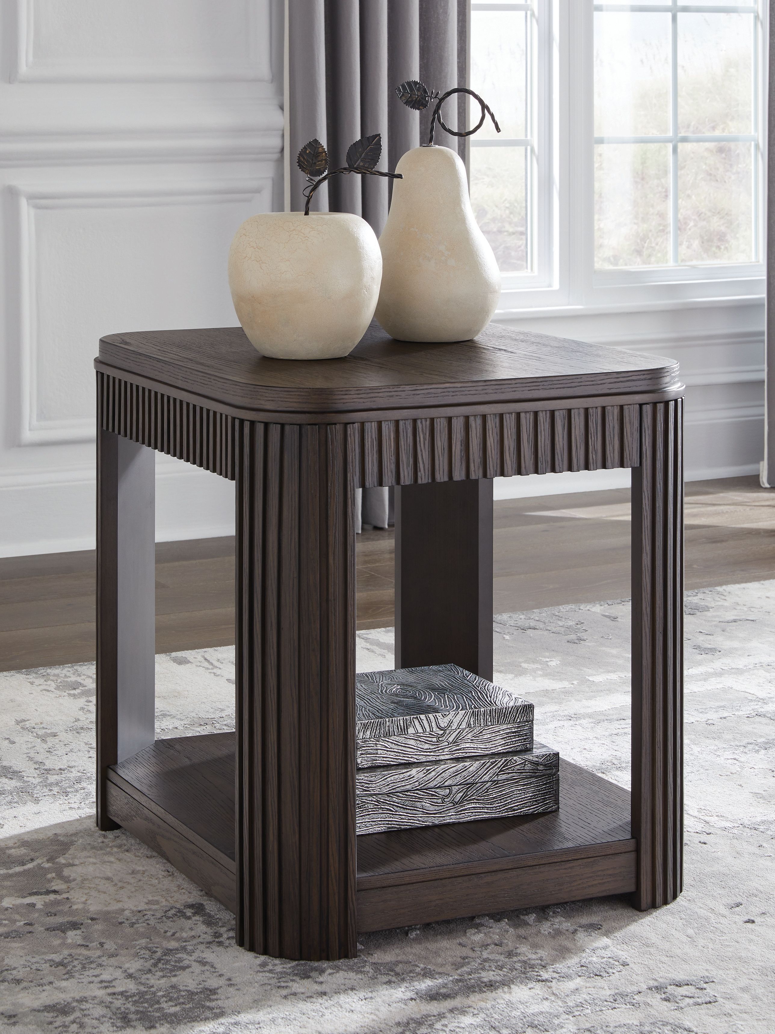 Carlibrie - Rectangular End Table - Warm Brown