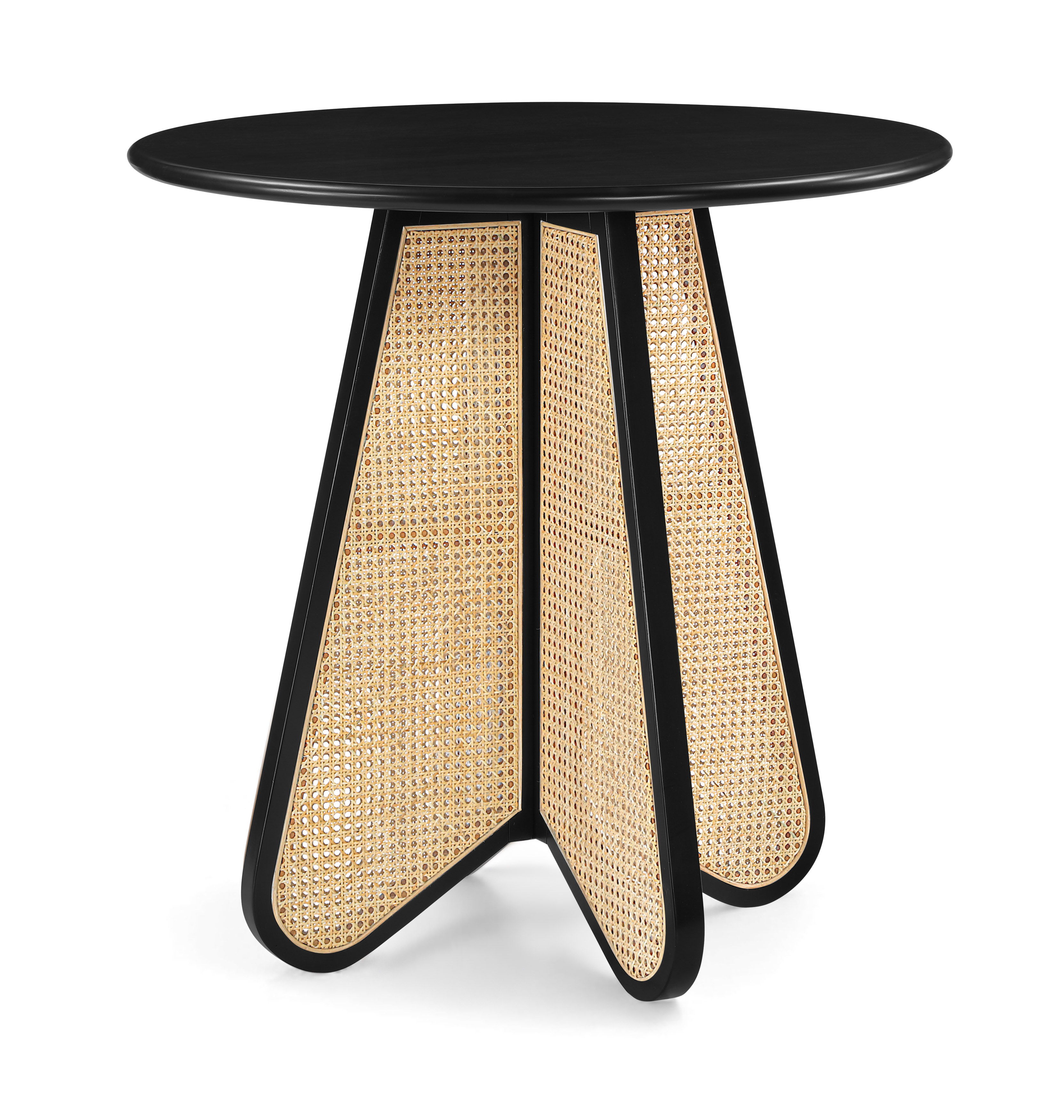 Butterfly - Solid Wood And Natural Cane Counter Height Table - Black / Natural
