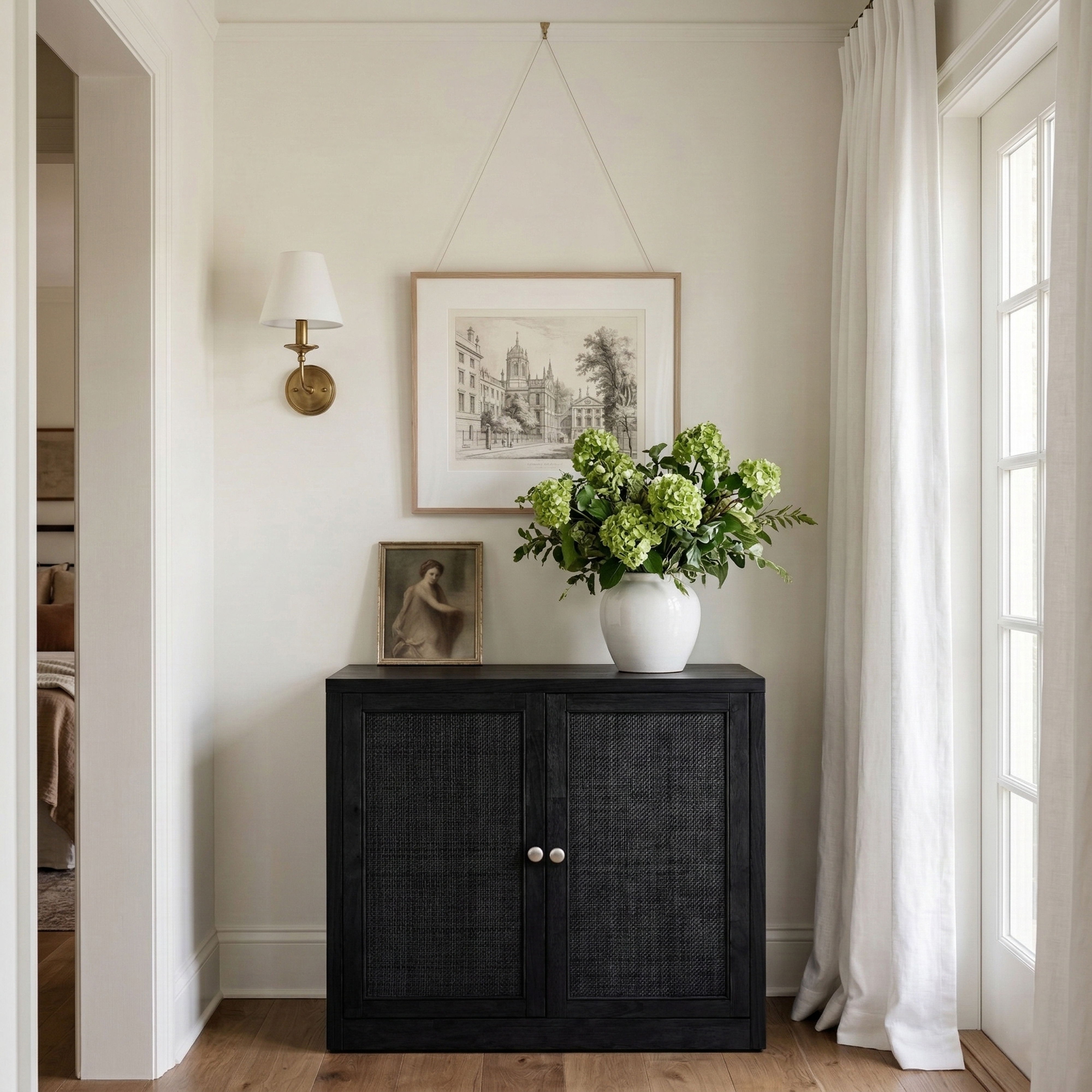 Vero - Solid Wood, Oak Veneer And Stainless Steel Sideboard/Buffet - Black