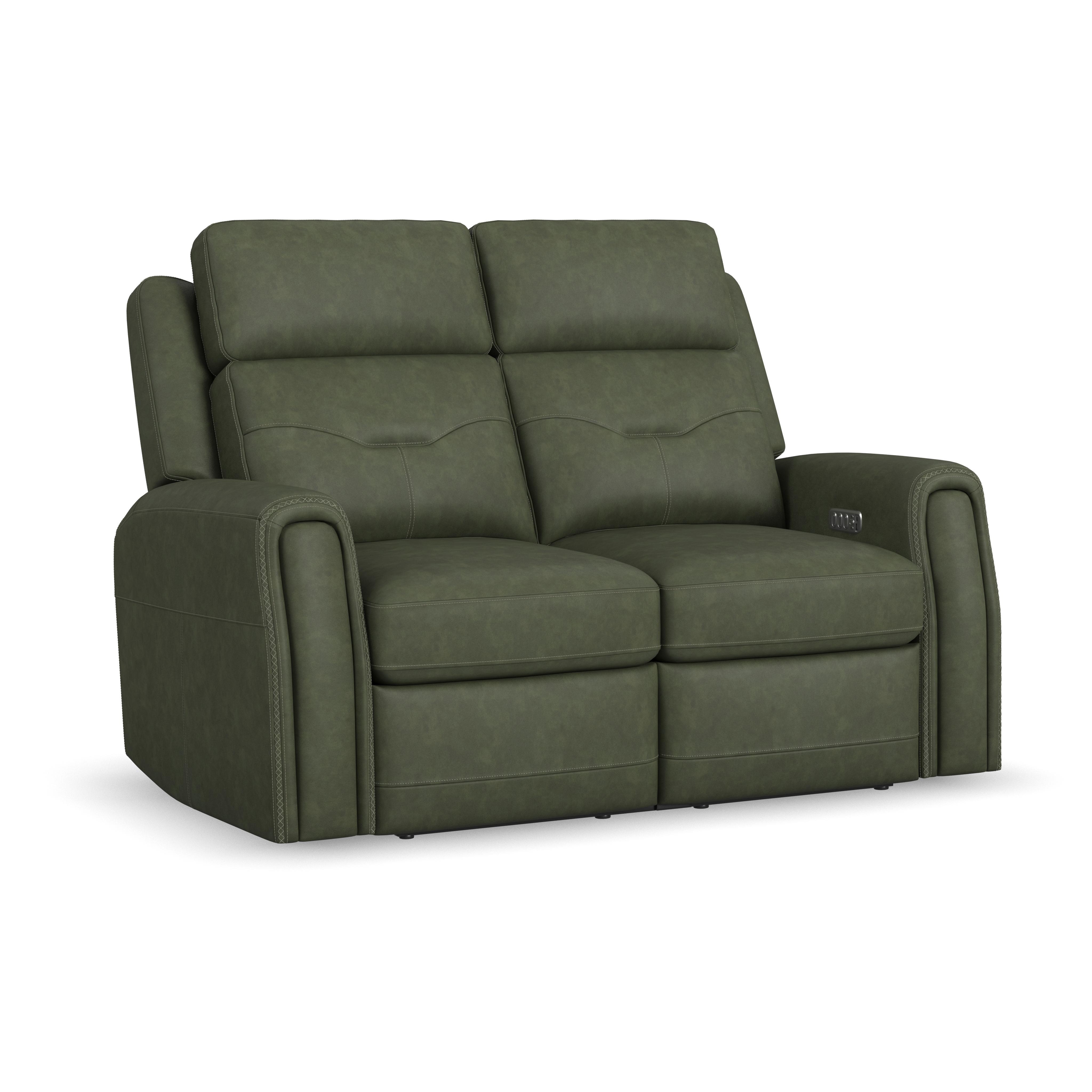 Felix - Power Reclining Loveseat With Power Headrest, Lumbar, Heat & Massage, dark green
