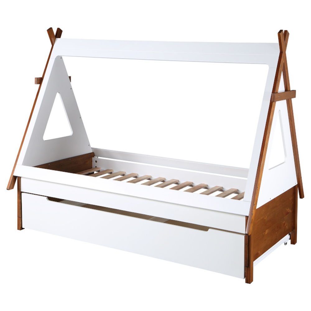 Loreen - Twin Bed - Oak & White, white, view 8