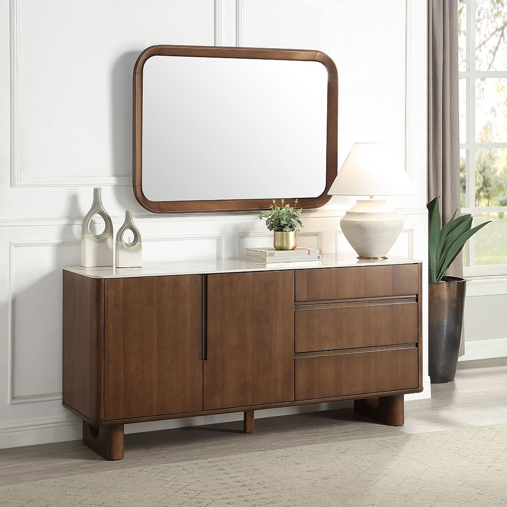 Harvey - Accent Mirror - Walnut, dark brown, view 4