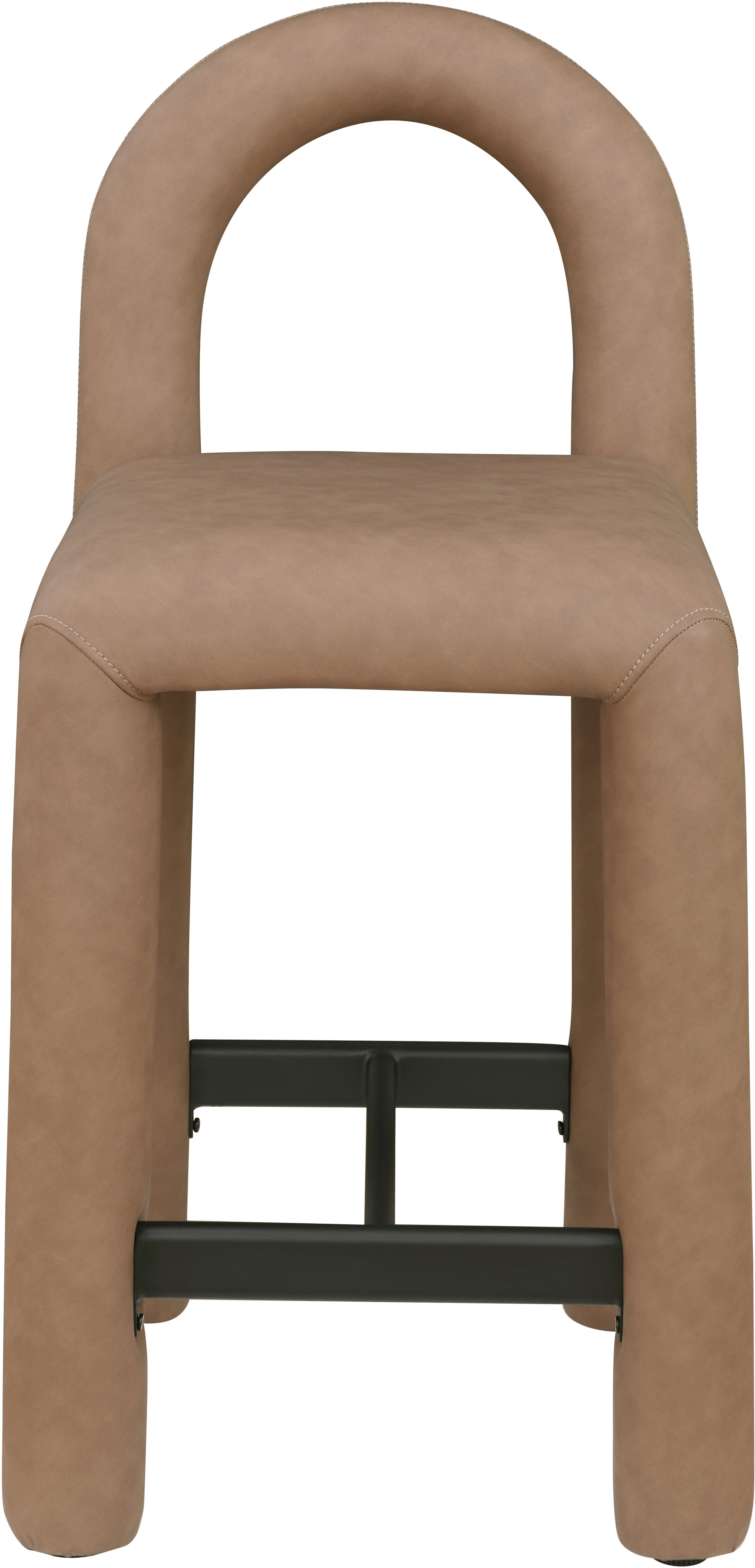 Amari - Faux Leather Stool - Brown