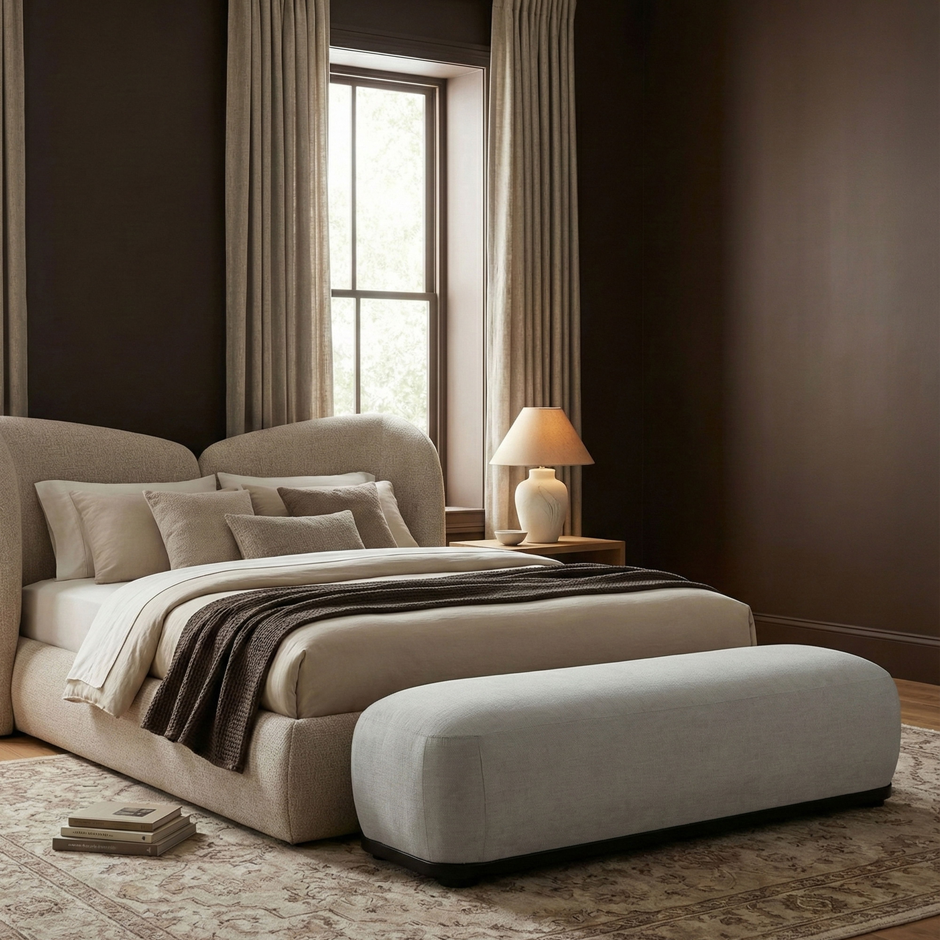 Calum - Bench With Black Frame - Gray
