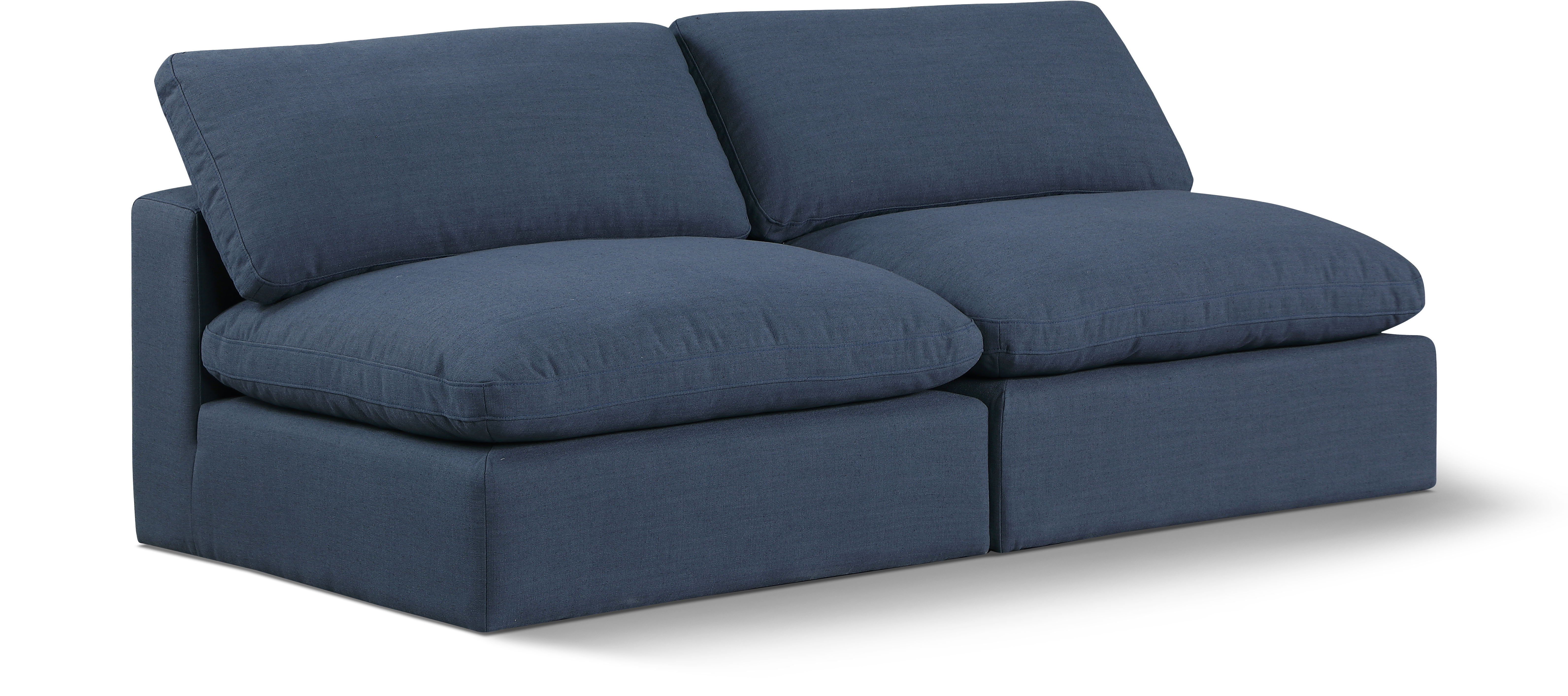 Comfy - Linen Modular Armless Sofa 2 Seats - Navy