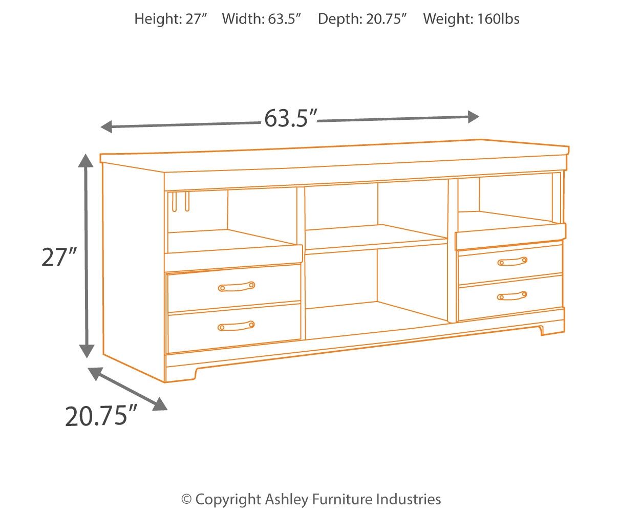 Trinell - 63" TV Stand W/Fireplace Option - Brown
