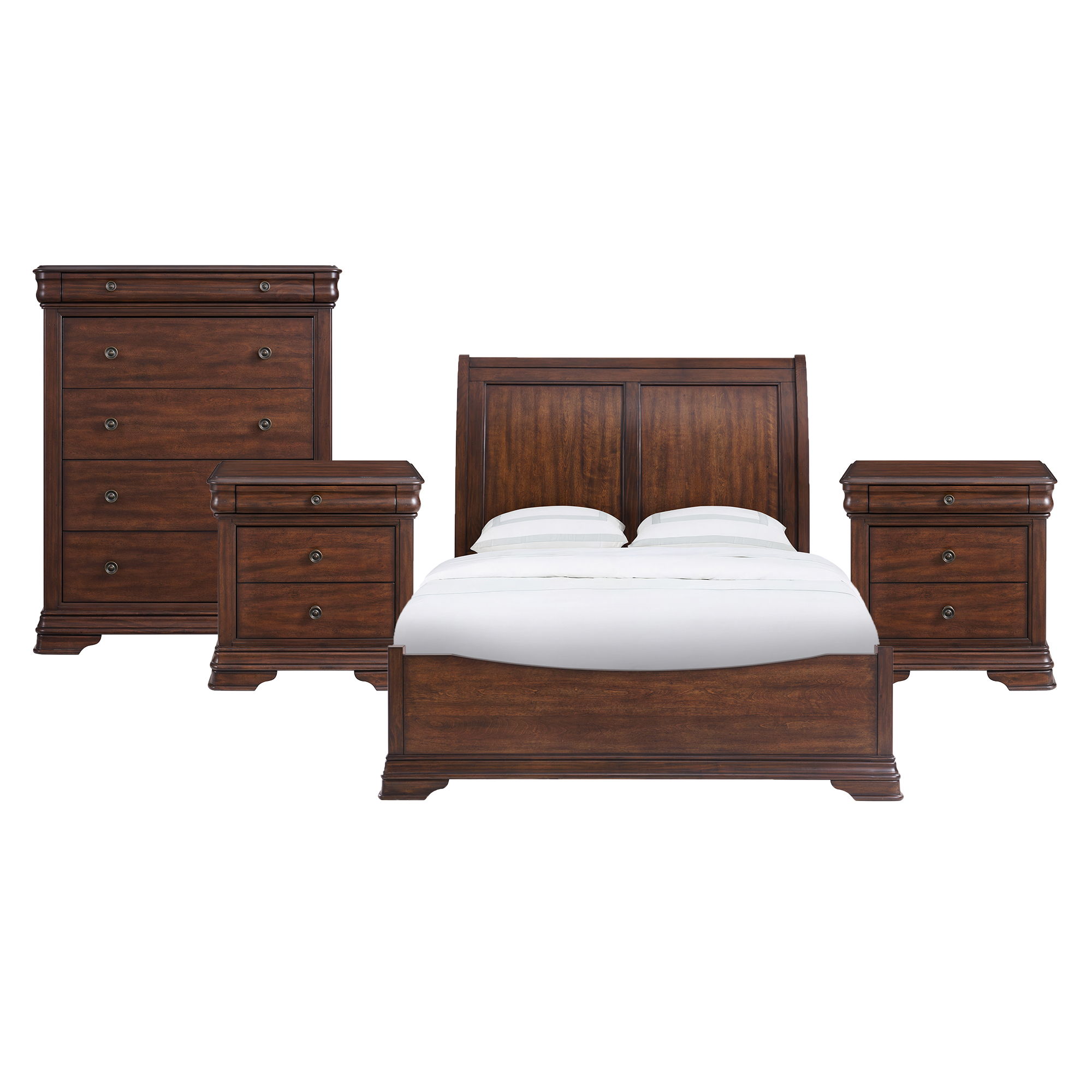 Queen · 4 Pc · Bedroom Set With 2 Nightstands & Chest