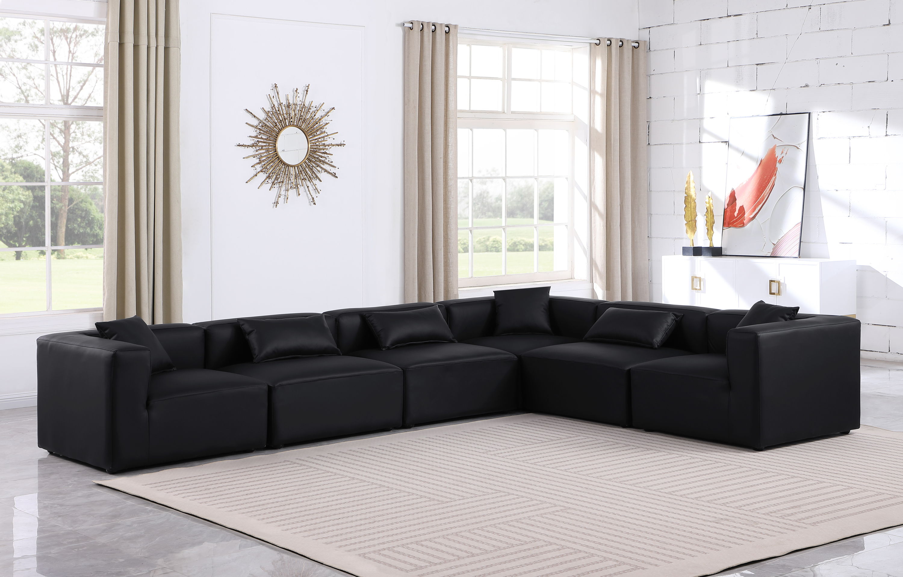 Cube - 6 Piece Modular Corner Sectional - Black
