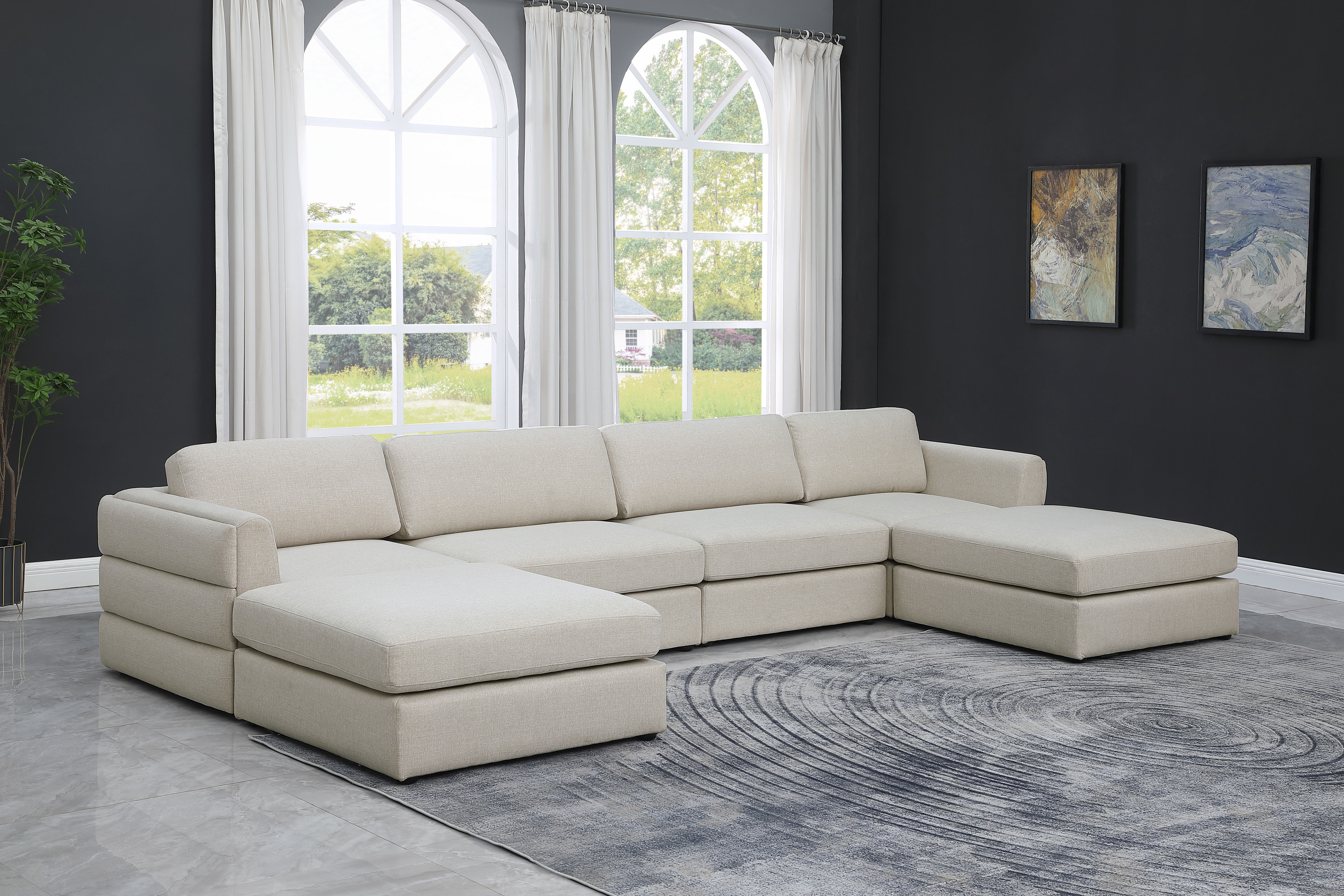 Beckham - 6 Piece Double Chaise Modular Sectional - Beige