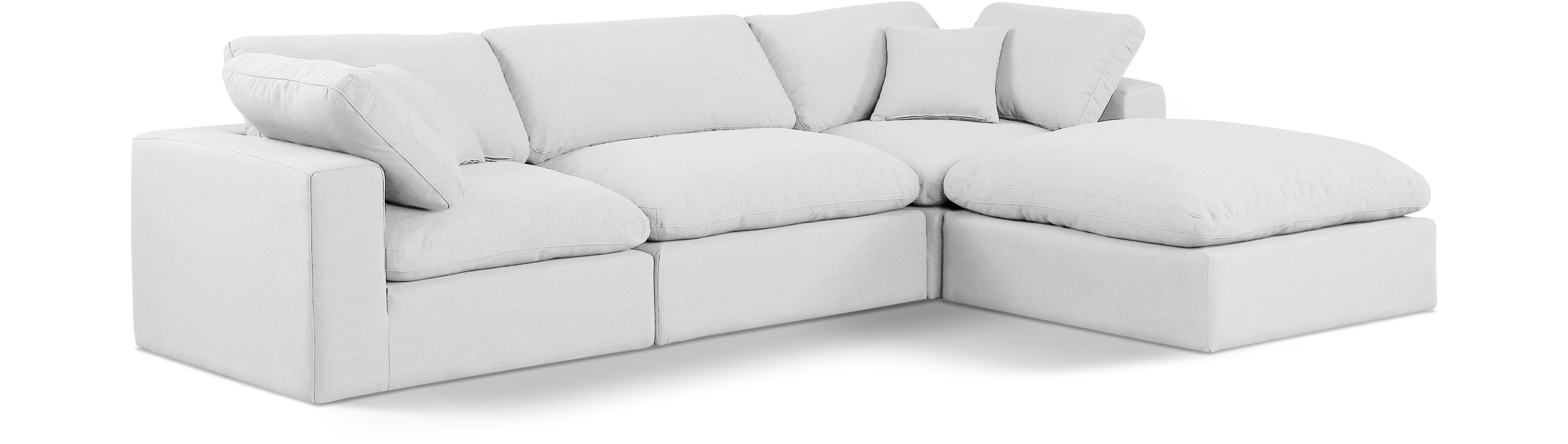 Comfy - 4 Piece Linen Fabric Modular Sectional With Chaise - Off White