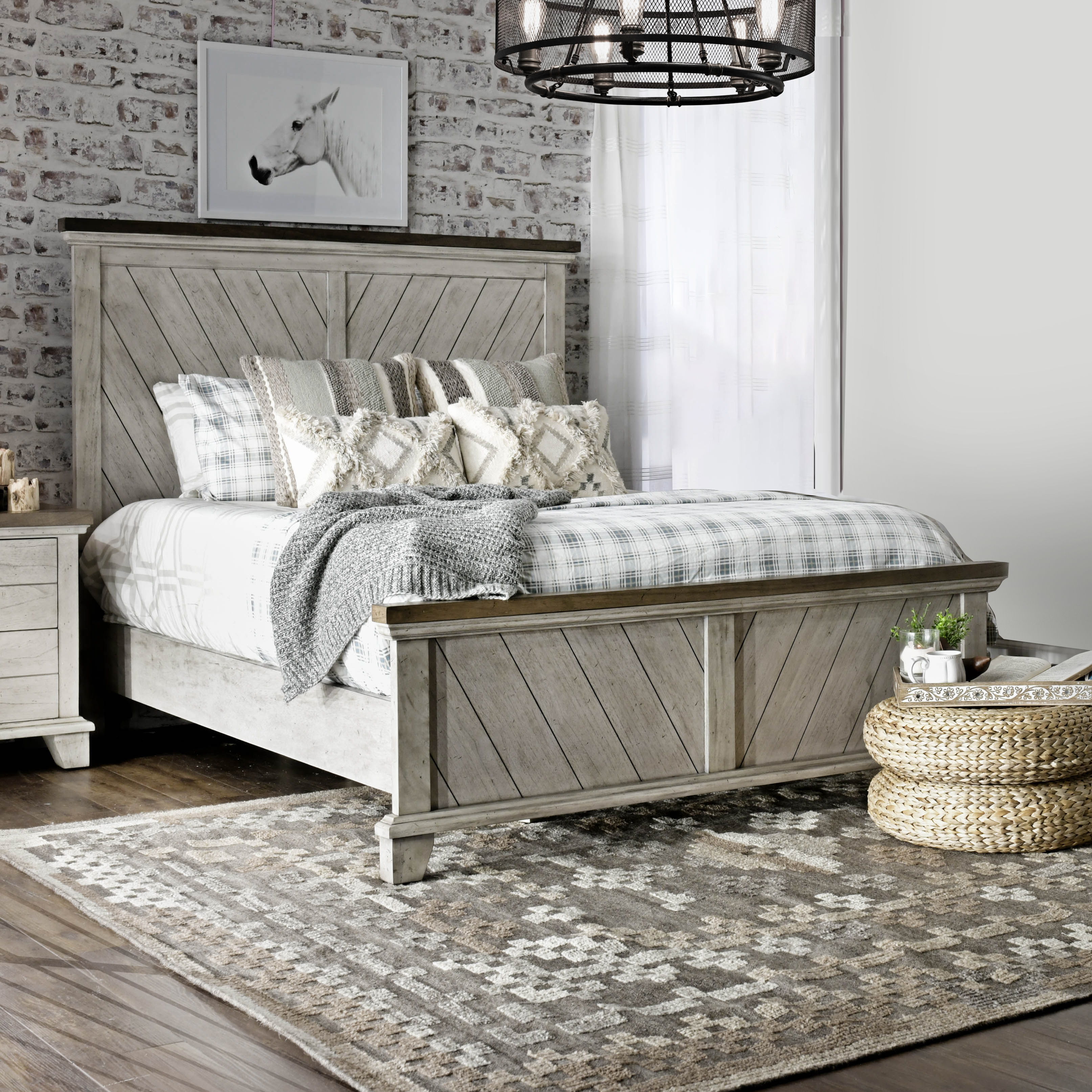 Bear Creek - King Bed - Whitewashed Gray