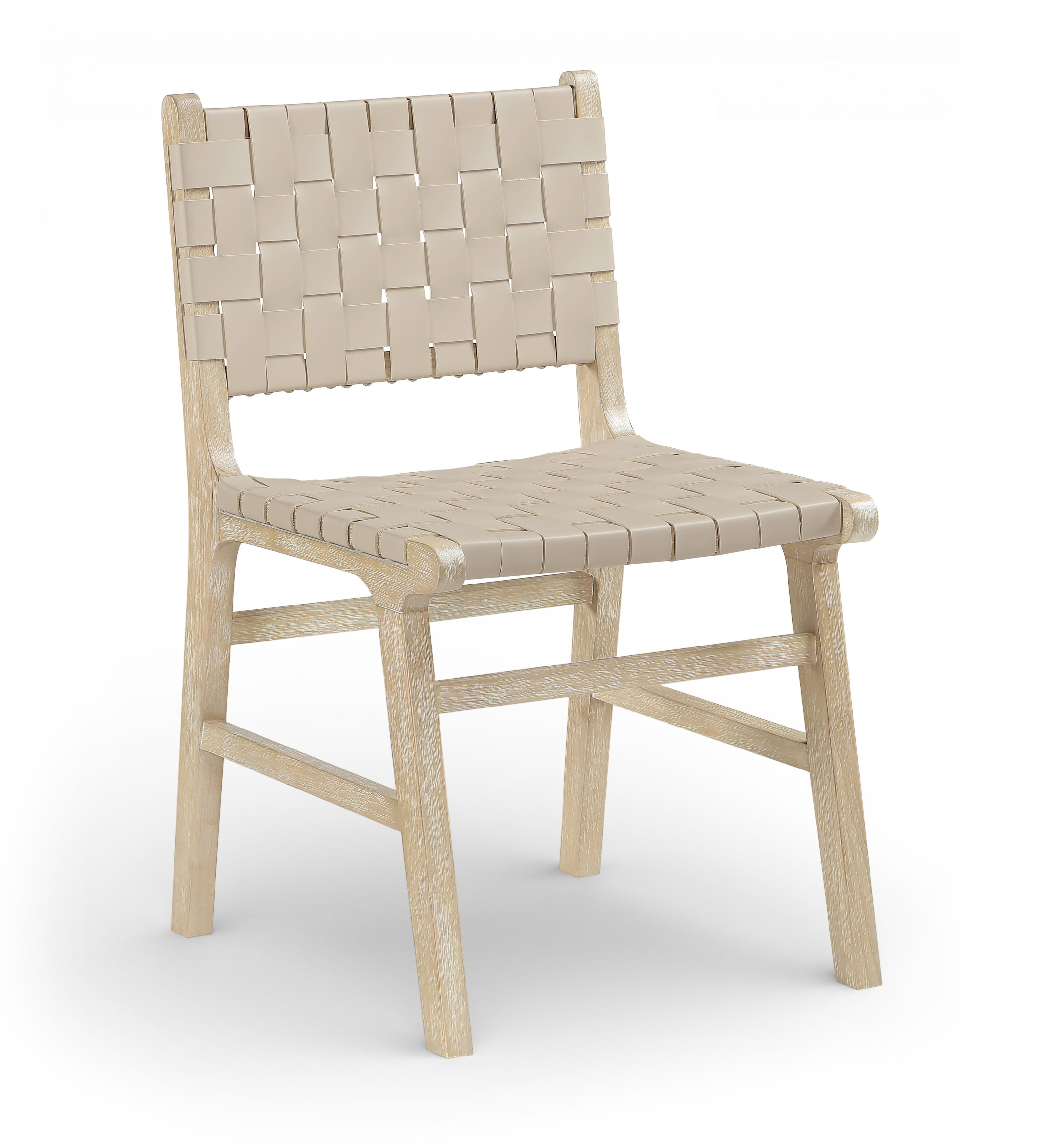 Entwine - Vegan Leather Upholstered Dining Chair - Beige / Painted Natural