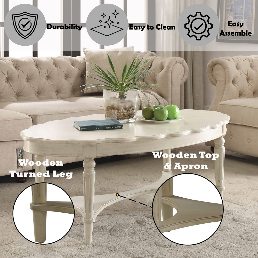 Fordon - Coffee Table - French Antique White, beige