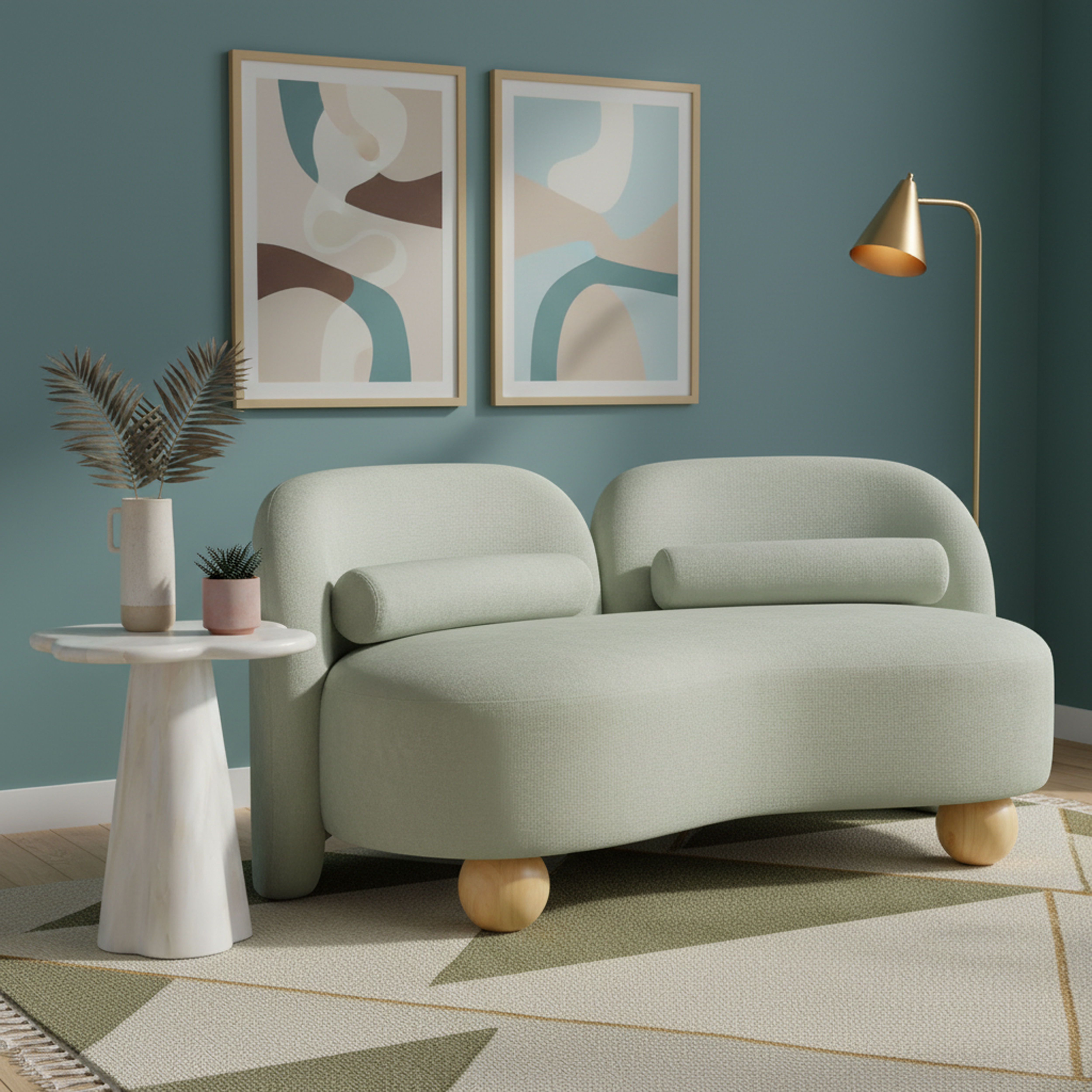 Daphne - Chenille Loveseat - Mint
