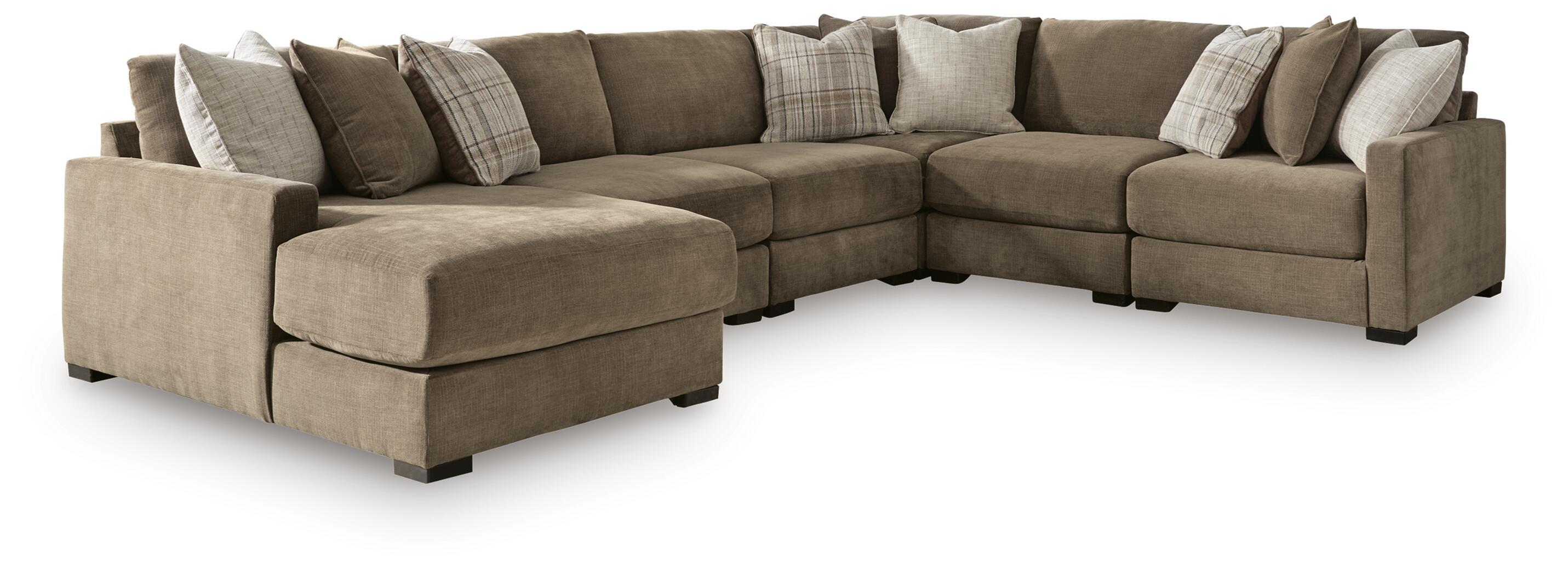 Camellia-Court – 6-Piece Sectional With LAF Corner Chaise – Coffee