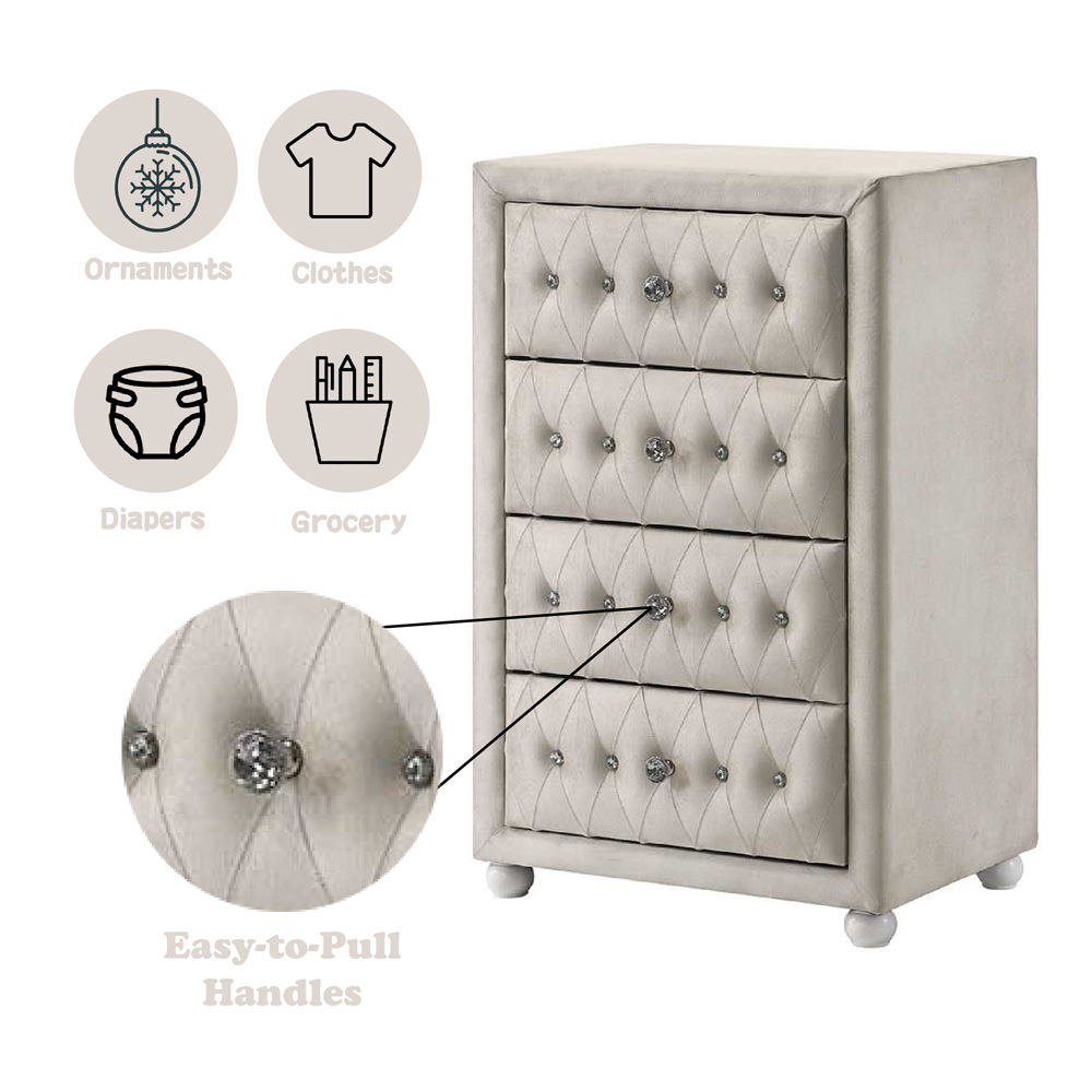 Reggie - Chest - Beige Fabric, beige, view 6