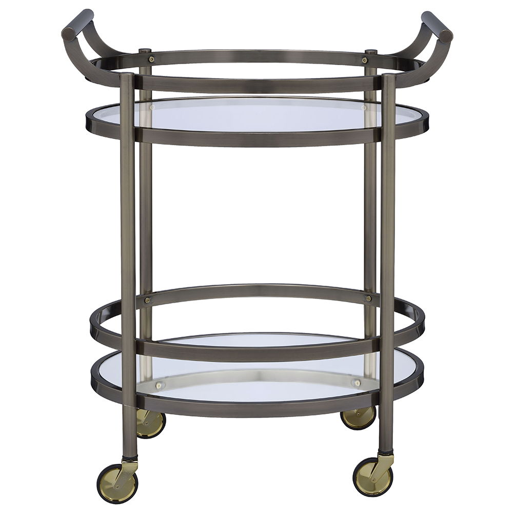Lakelyn - Serving Cart - Clear Glass & Brushed Bronze, bronze, view 5