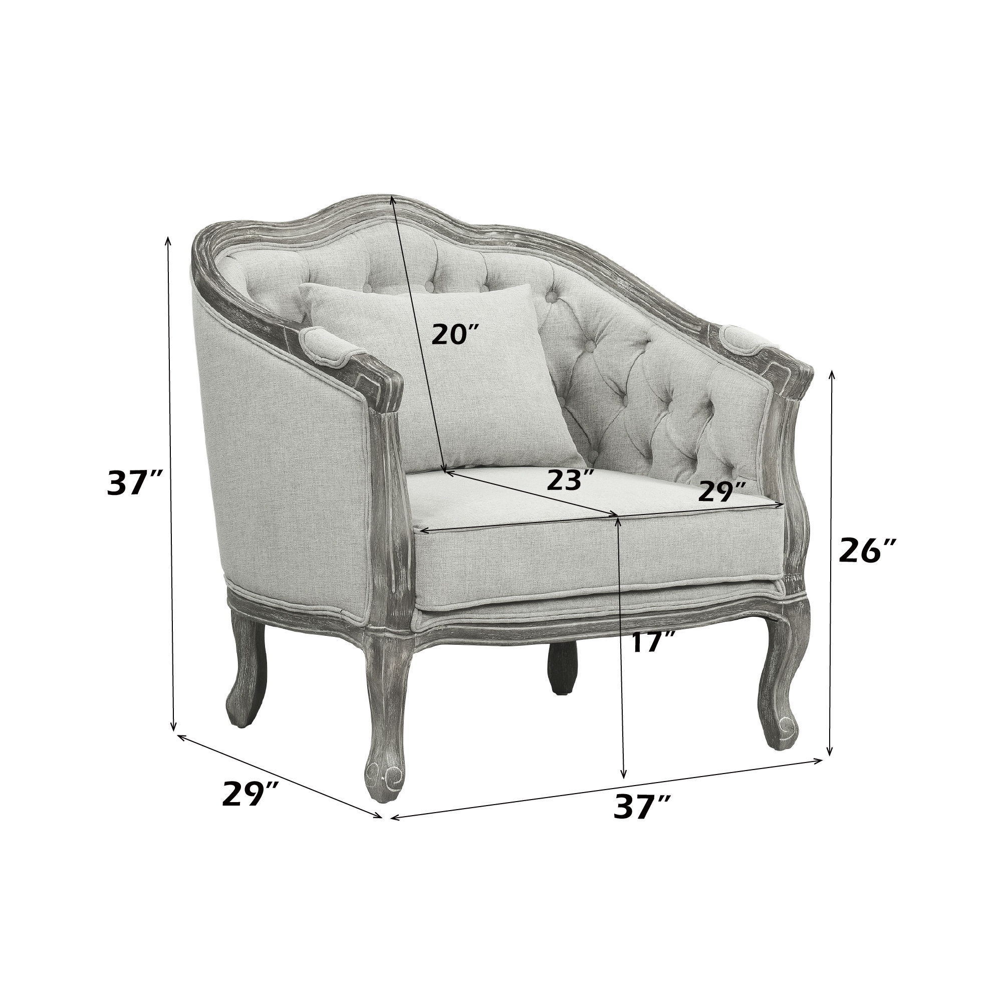 Samael - Chair With Pillow - Gray Linen & Gray Oak, light gray, view 7