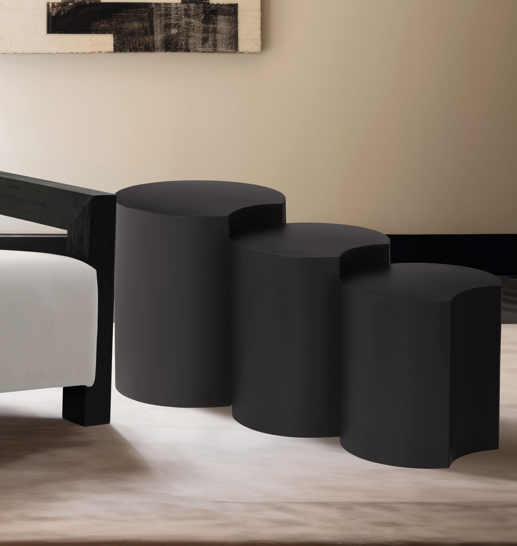 Dimple - 3 Piece Modular End Table - Black