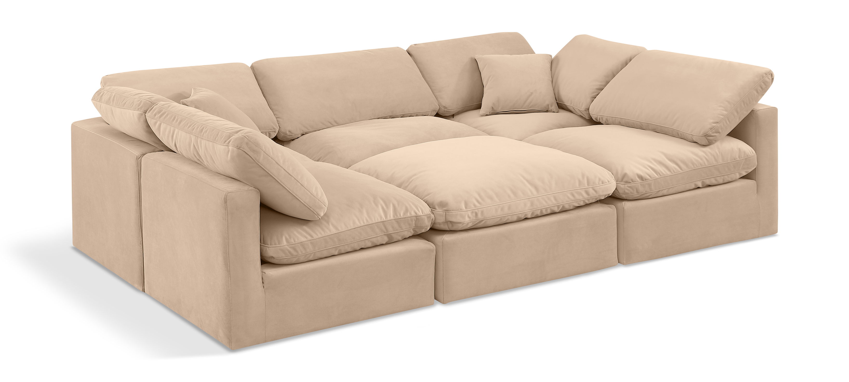 Indulge - Velvet 6 Piece Modular Sectional - Beige