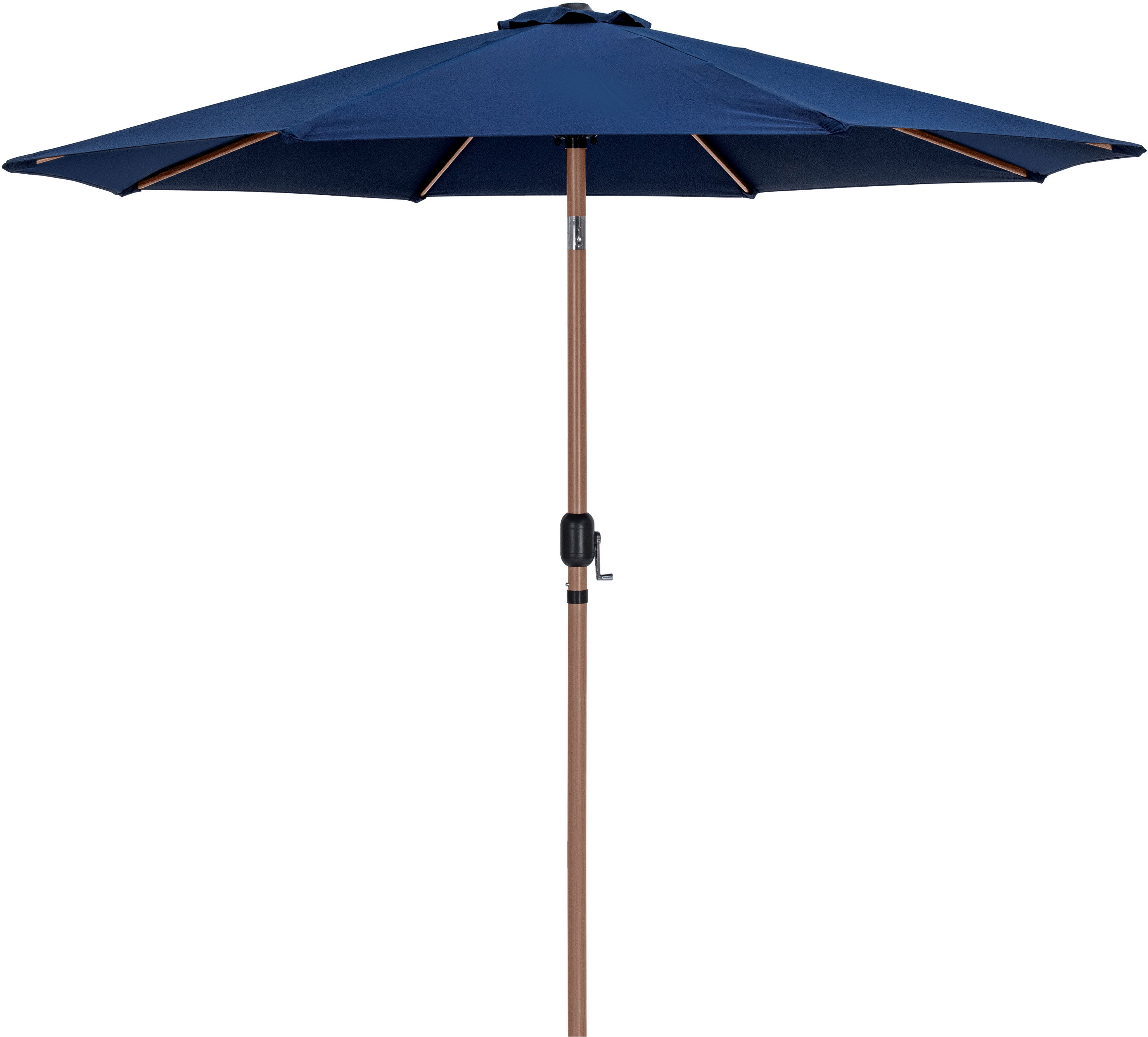 Fiji - Aluminum Patio Umbrella With Square White And Teak Base - Navy