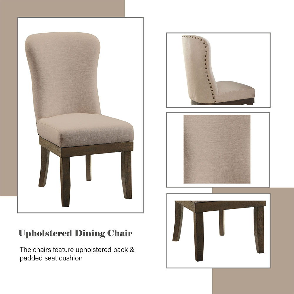 Landon - Side Chair (Set of 2) - Beige Linen & Salvage Brown, beige, view 3