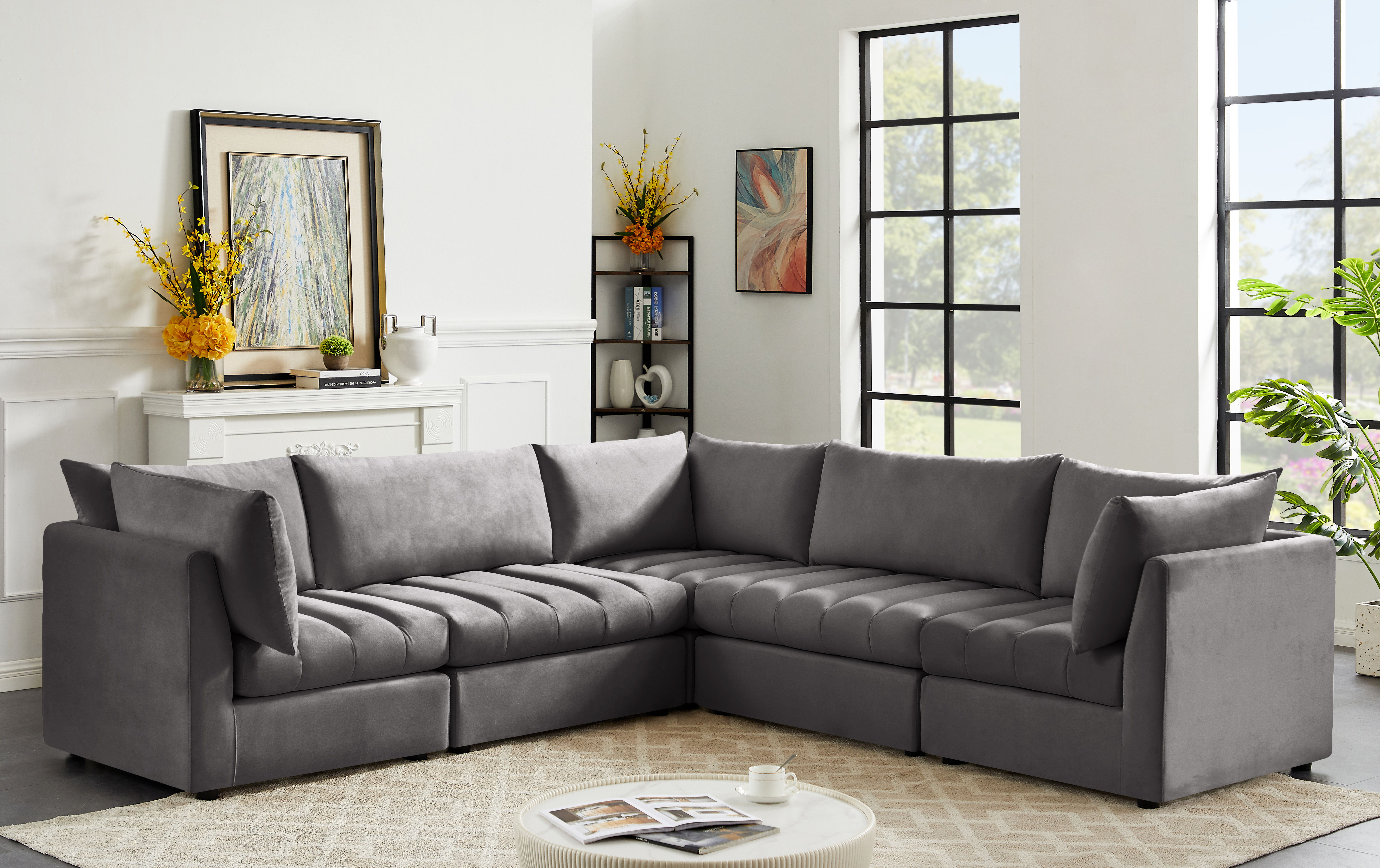 Jacob - Modular Corner Sectional 5 Piece - Gray