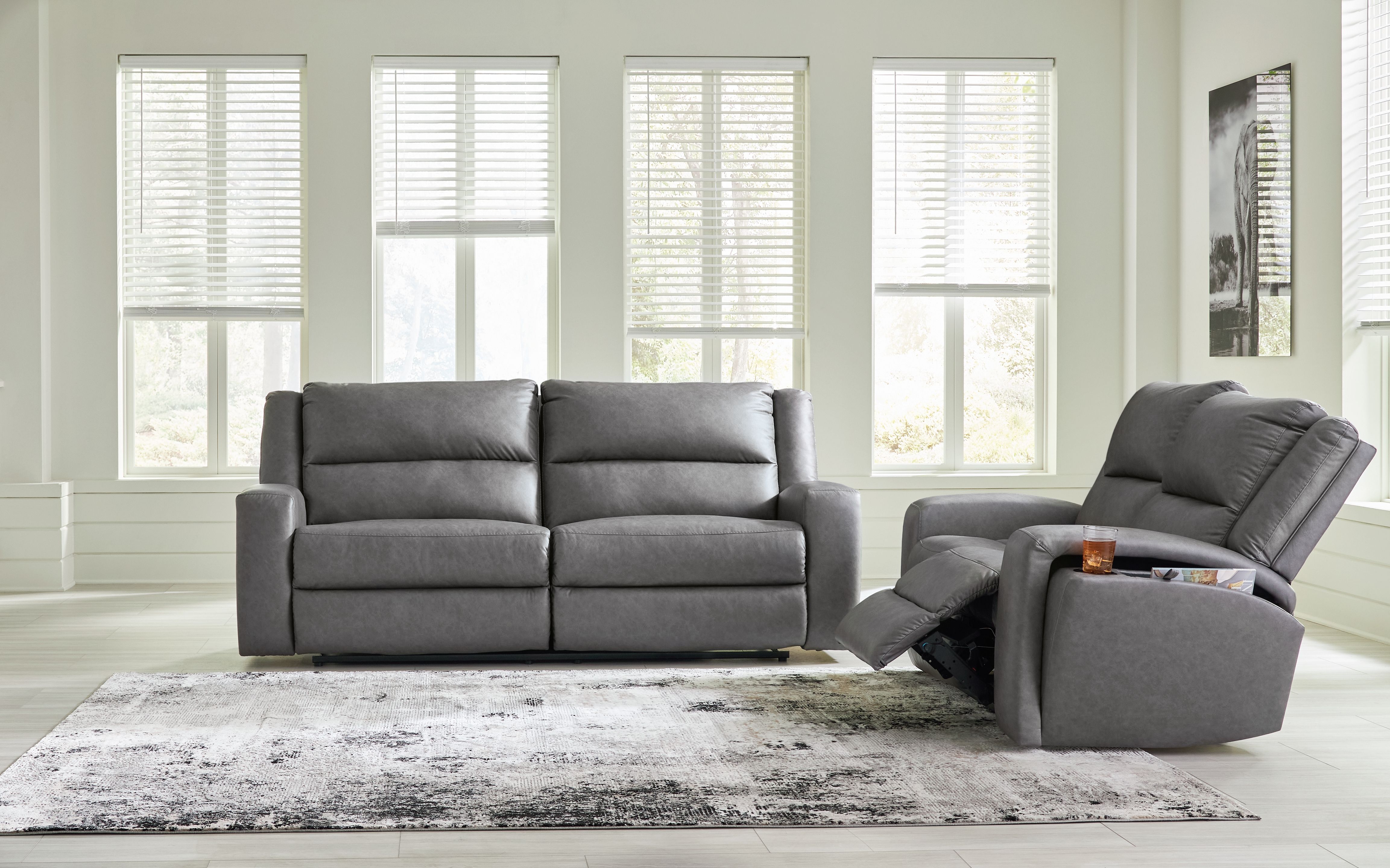 Ashley Brixworth Slate 3 Pc. 2 Seat Reclining Sofa Reclining Lo FurnitureDepotOhio