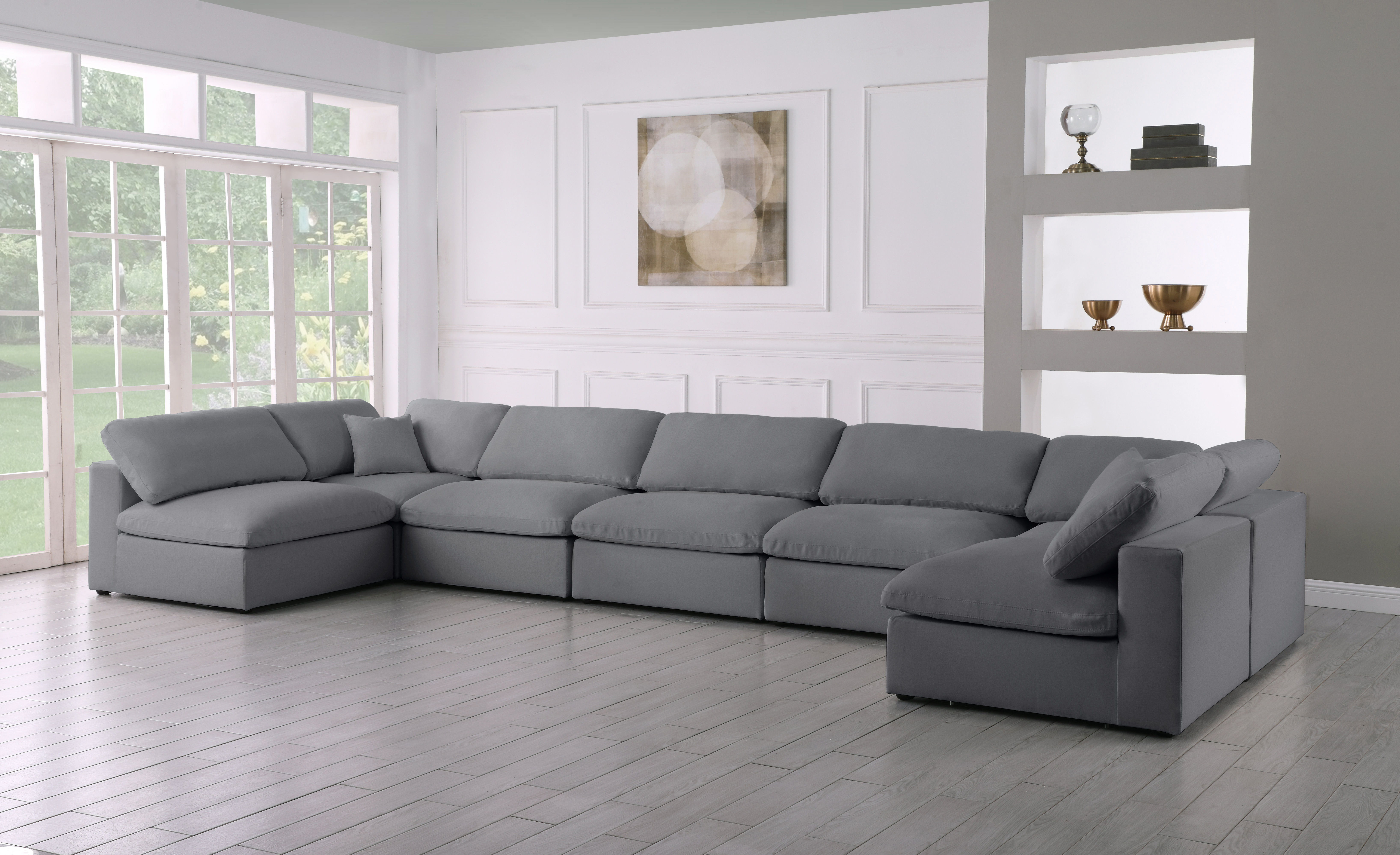 Serene - 7 Piece Modular U-Shaped Sectional - Gray