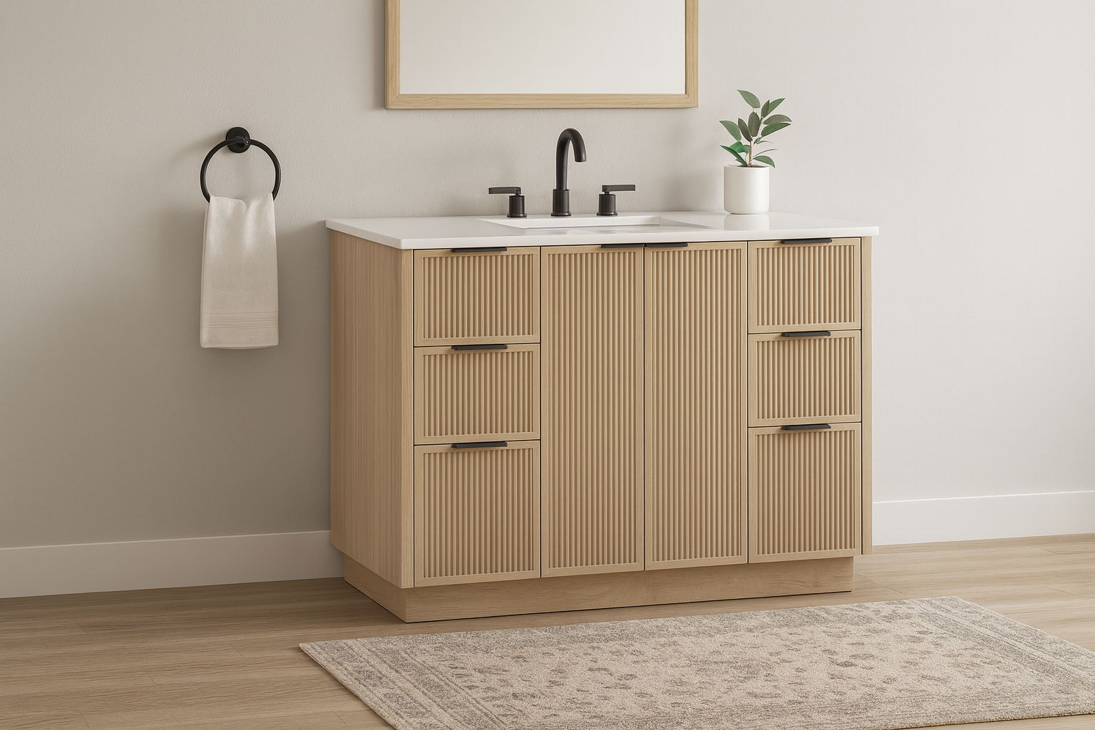 Willard - Engineered Stone And Solid Wood 48" Bathroom Vanity - Natural