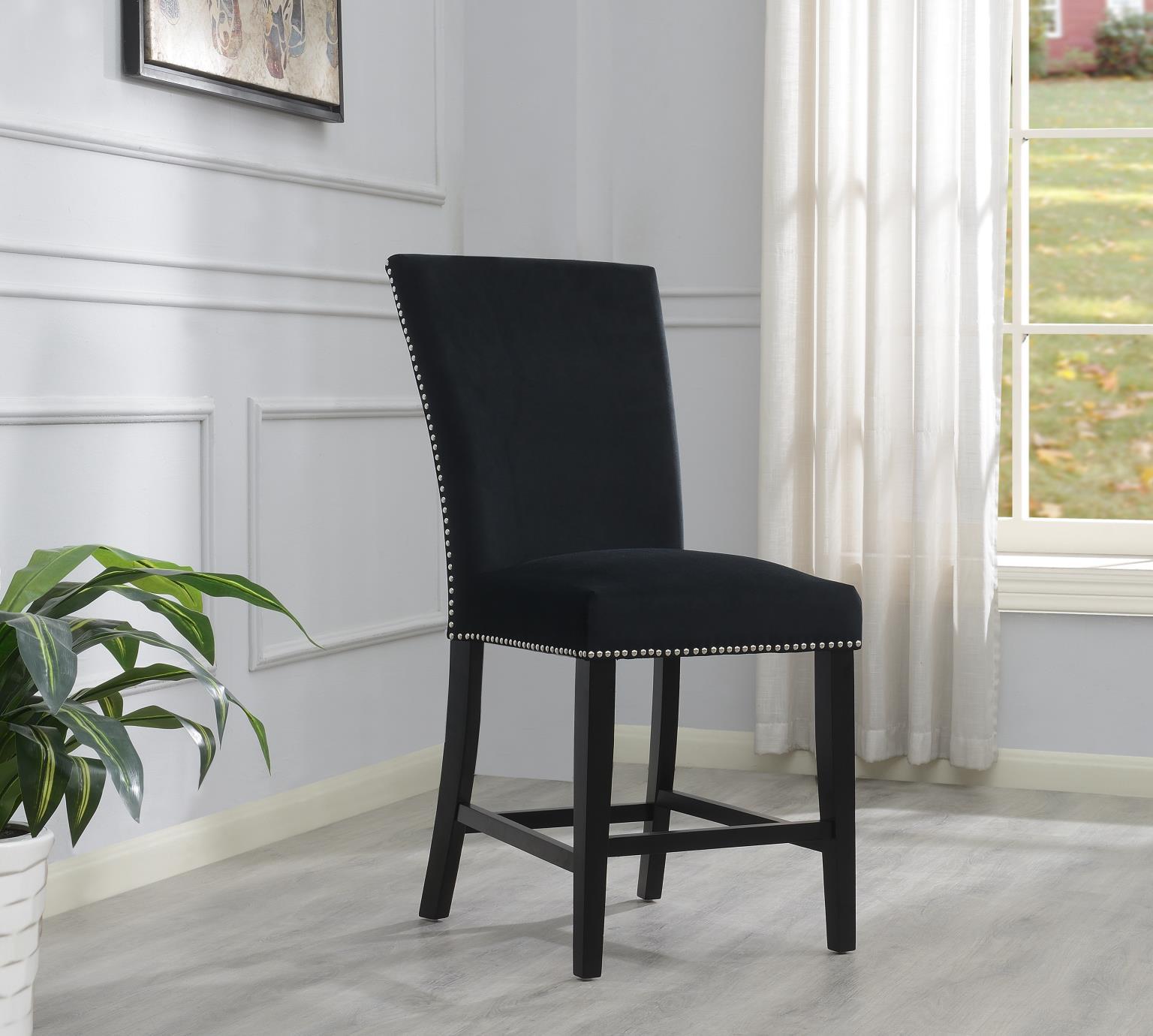 D134 - Velvet Counter Chair (Set of 2) - Black