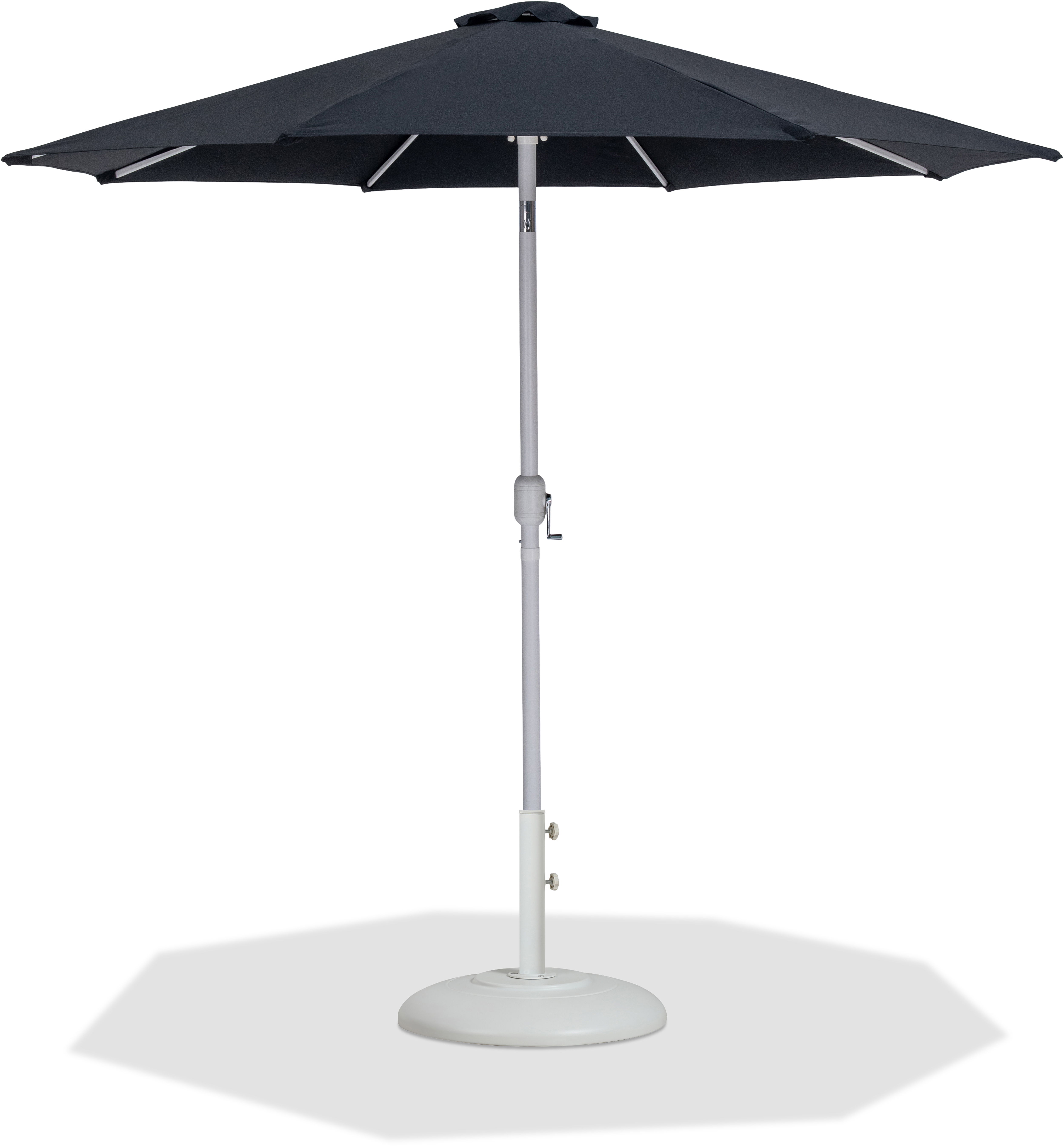 Fiji - Aluminum Patio Umbrella With Round White Base - Black