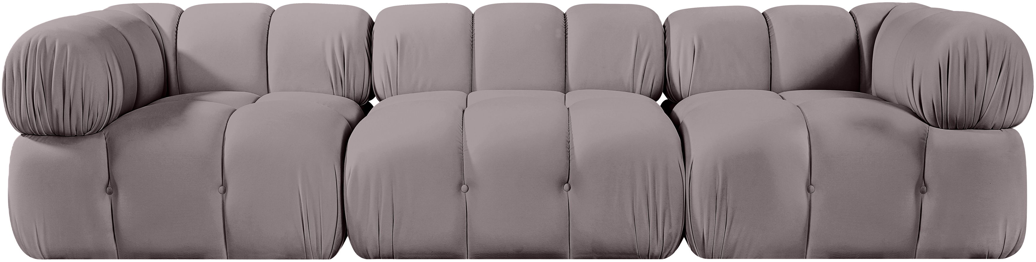 Orin - Velvet Performance Fabric Upholstered 3 Piece Modular Sofa - Taupe