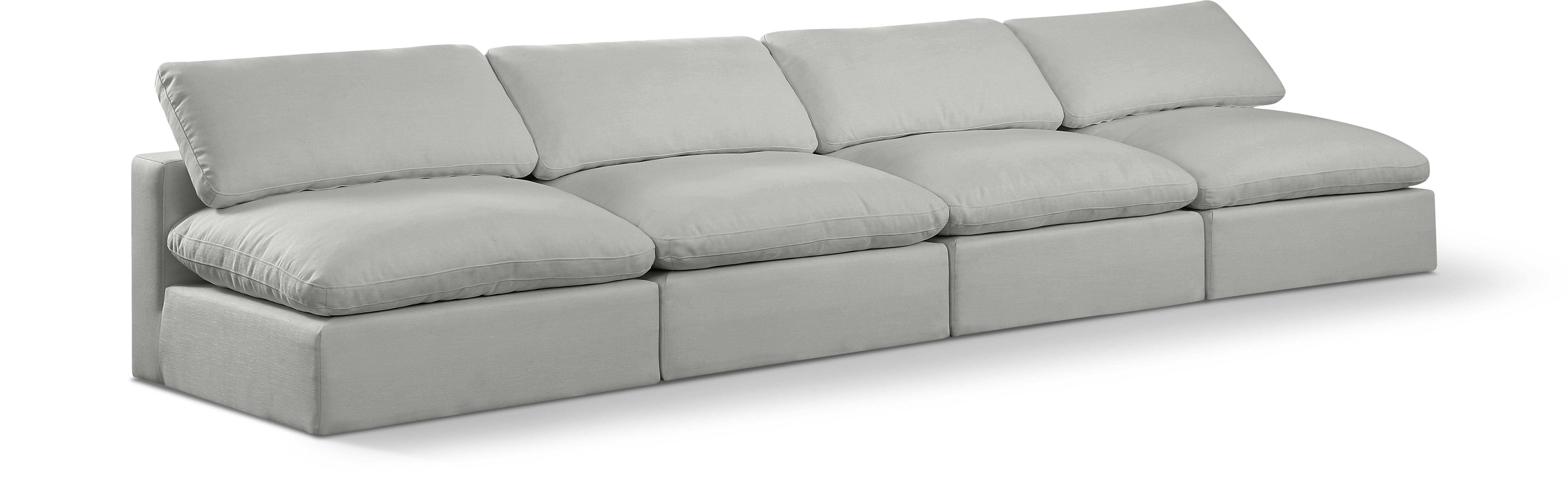 Comfy - Linen Modular Armless Sofa 4 Seats - Gray