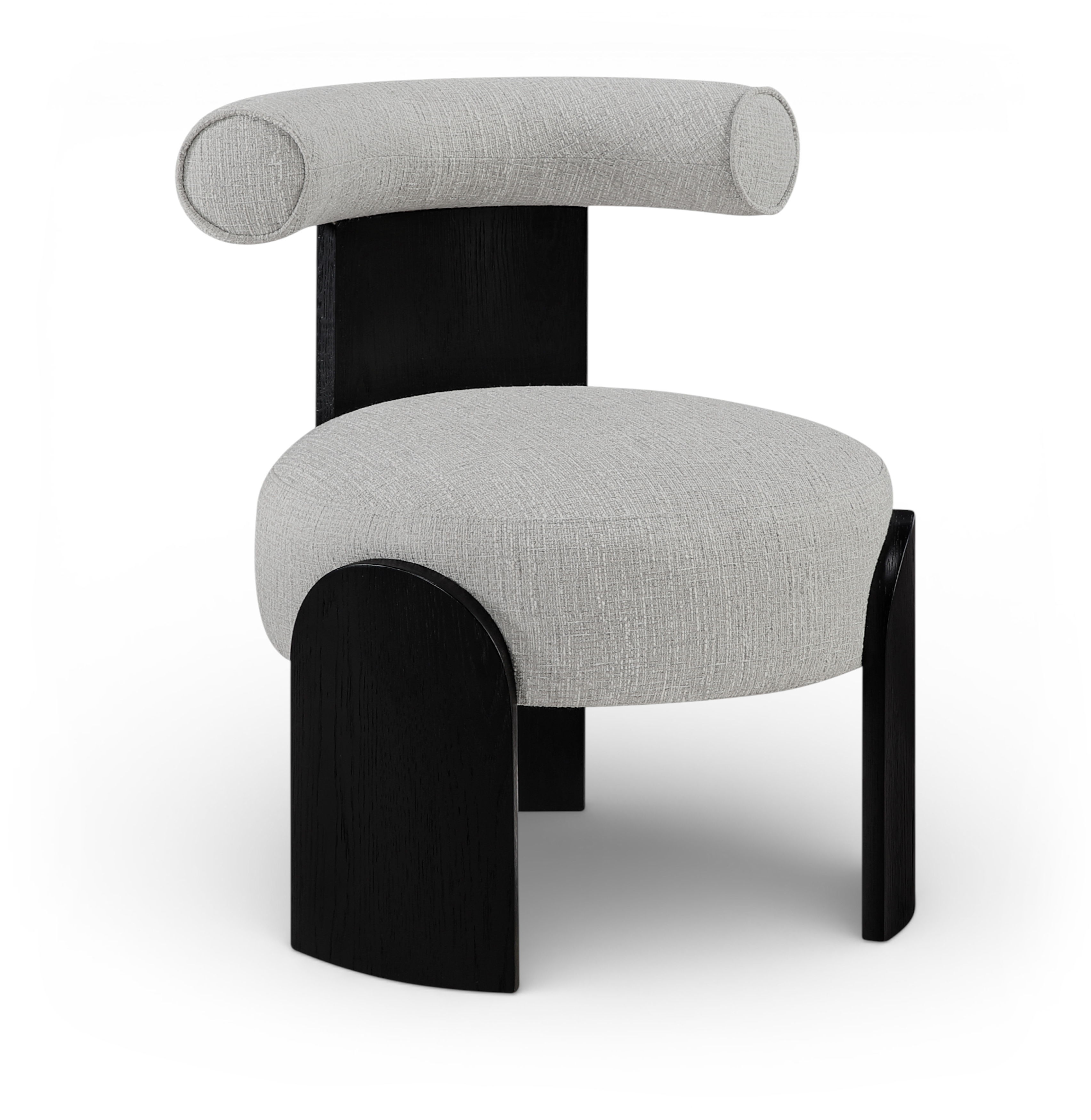 Calder - Linen Textured Fabric Upholstered Accent Chair - Grey